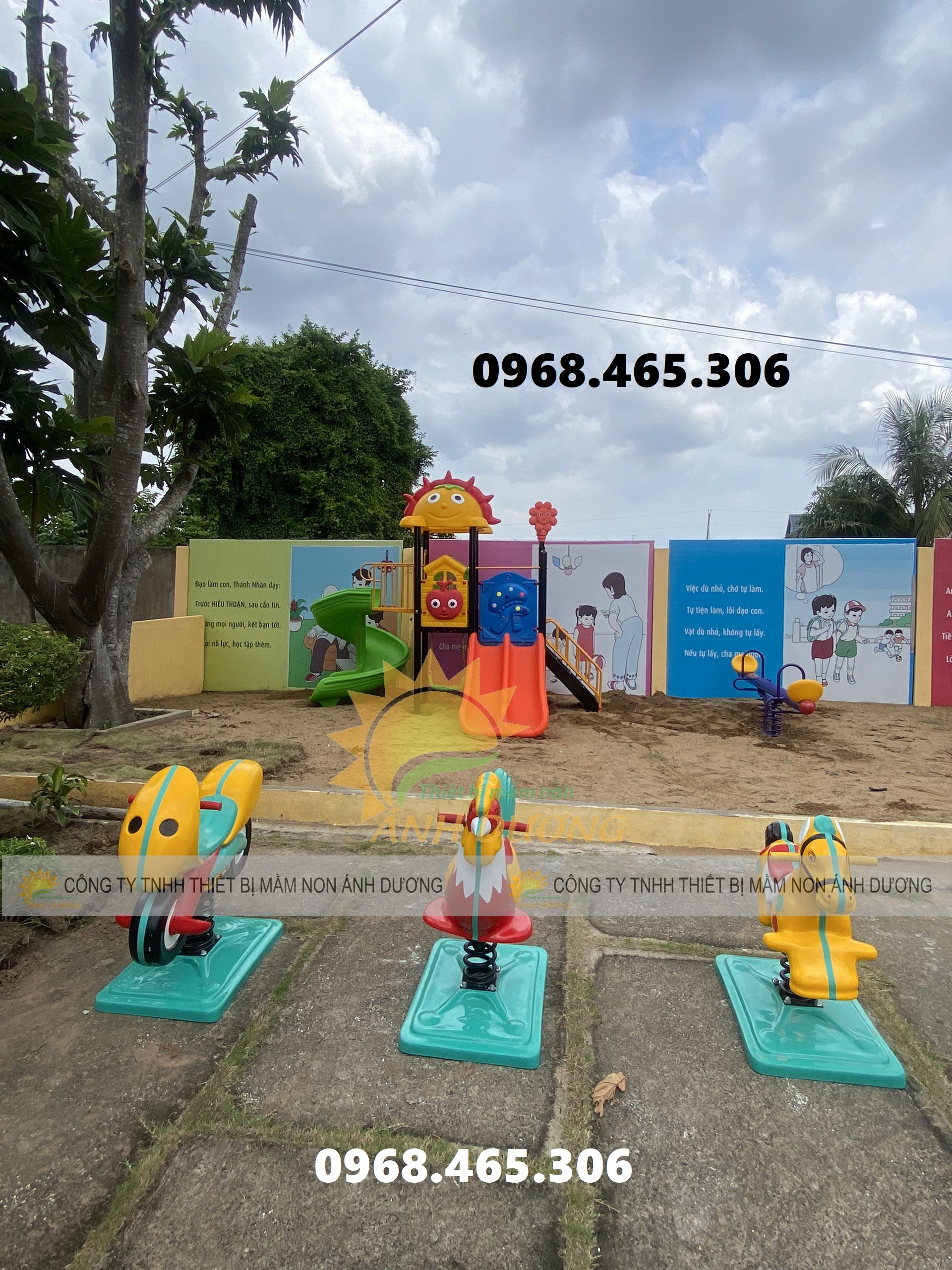 Cầu trượt trẻ em, thang leo xích đu trẻ em ngoài trời