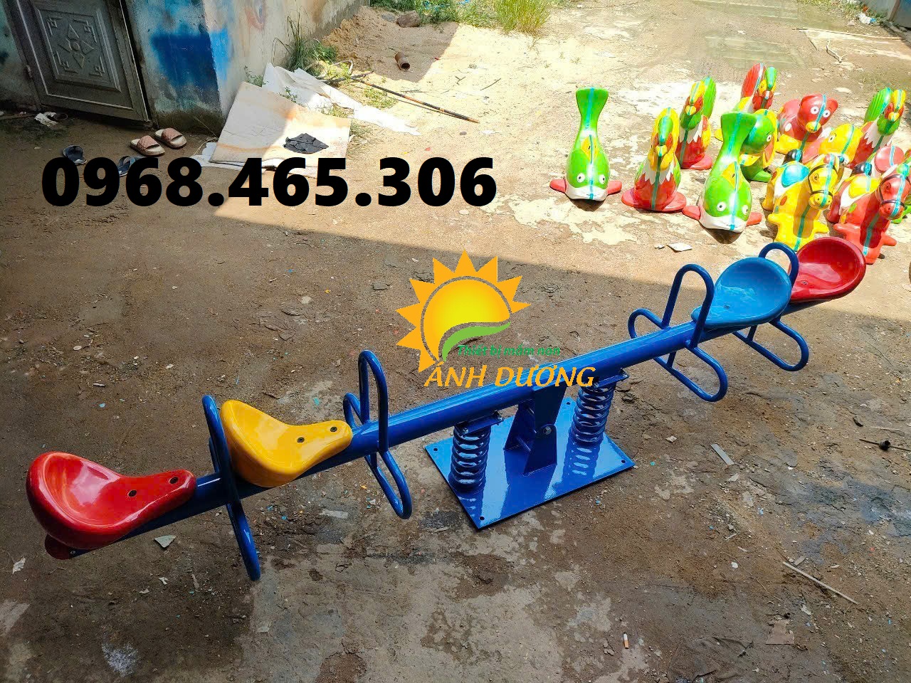 Bập bênh lò xo trẻ em, bập bênh lò xo nhập khẩu 4 chỗ ngồi