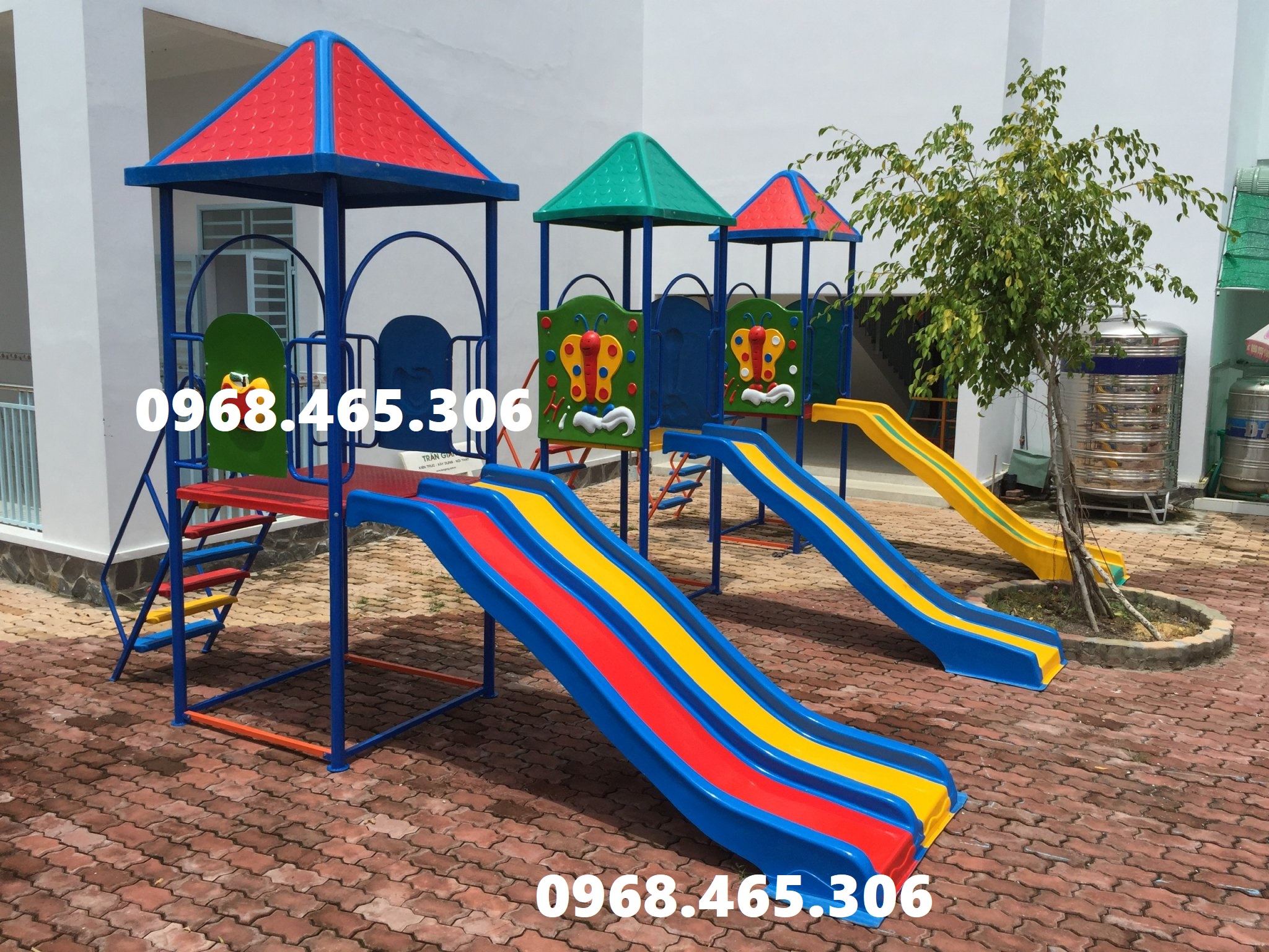 Nhà chòi cầu trượt trẻ em, cầu trượt có mái che cho bé