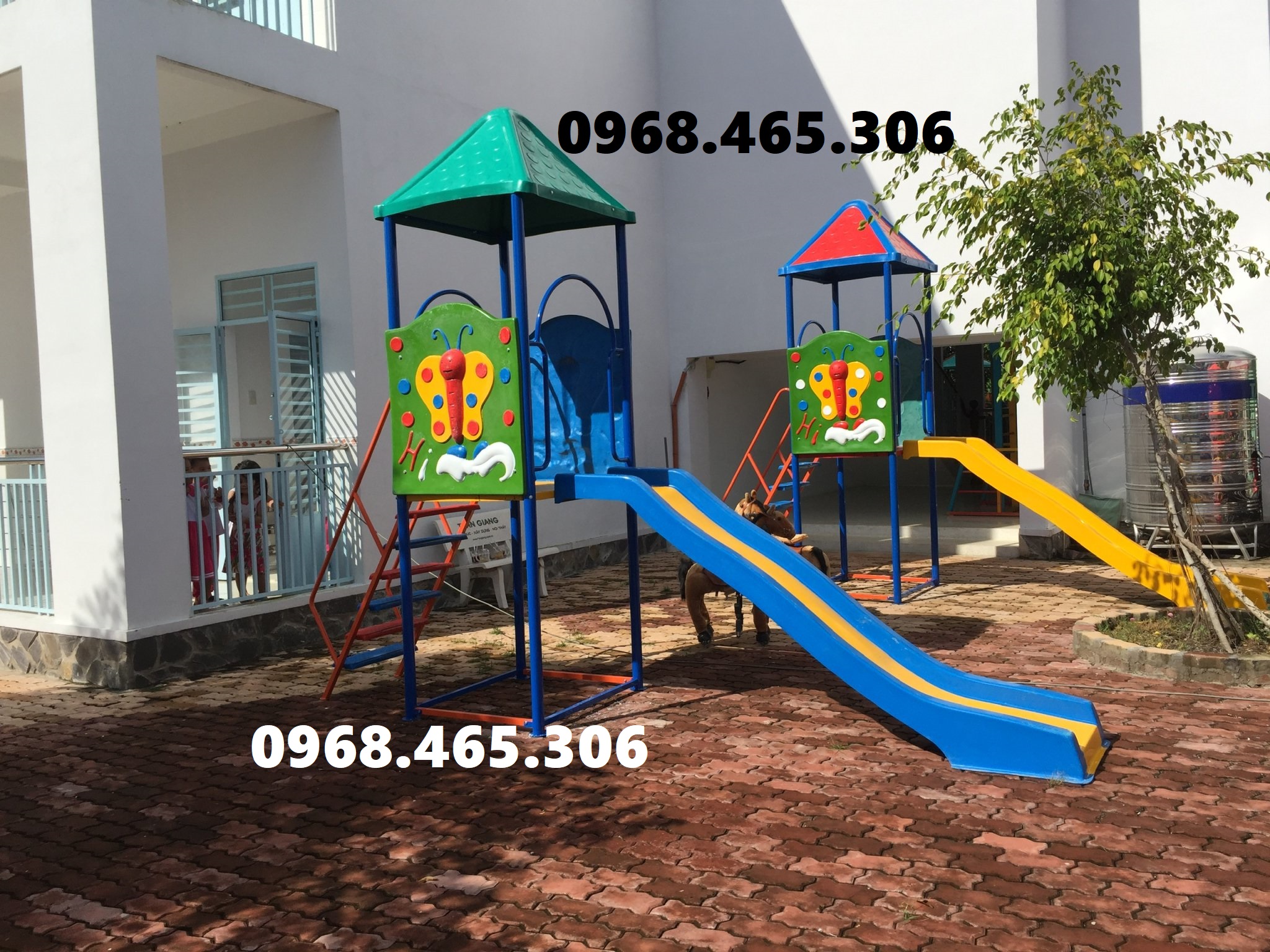 Nhà chòi cầu trượt trẻ em, cầu trượt có mái che cho bé