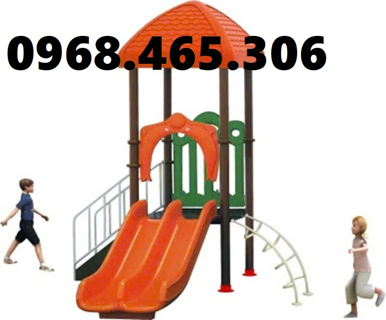 Nhà chòi cầu trượt trẻ em, cầu trượt có mái che cho bé