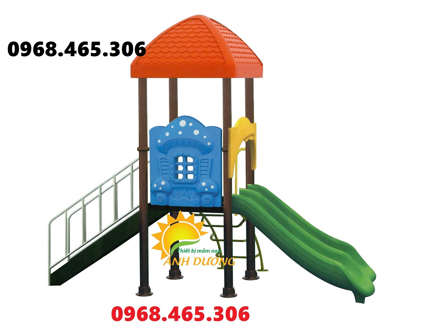 Nhà chòi cầu trượt trẻ em, cầu trượt có mái che cho bé