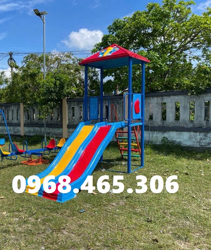 Nhà chòi cầu trượt trẻ em, cầu trượt có mái che cho bé