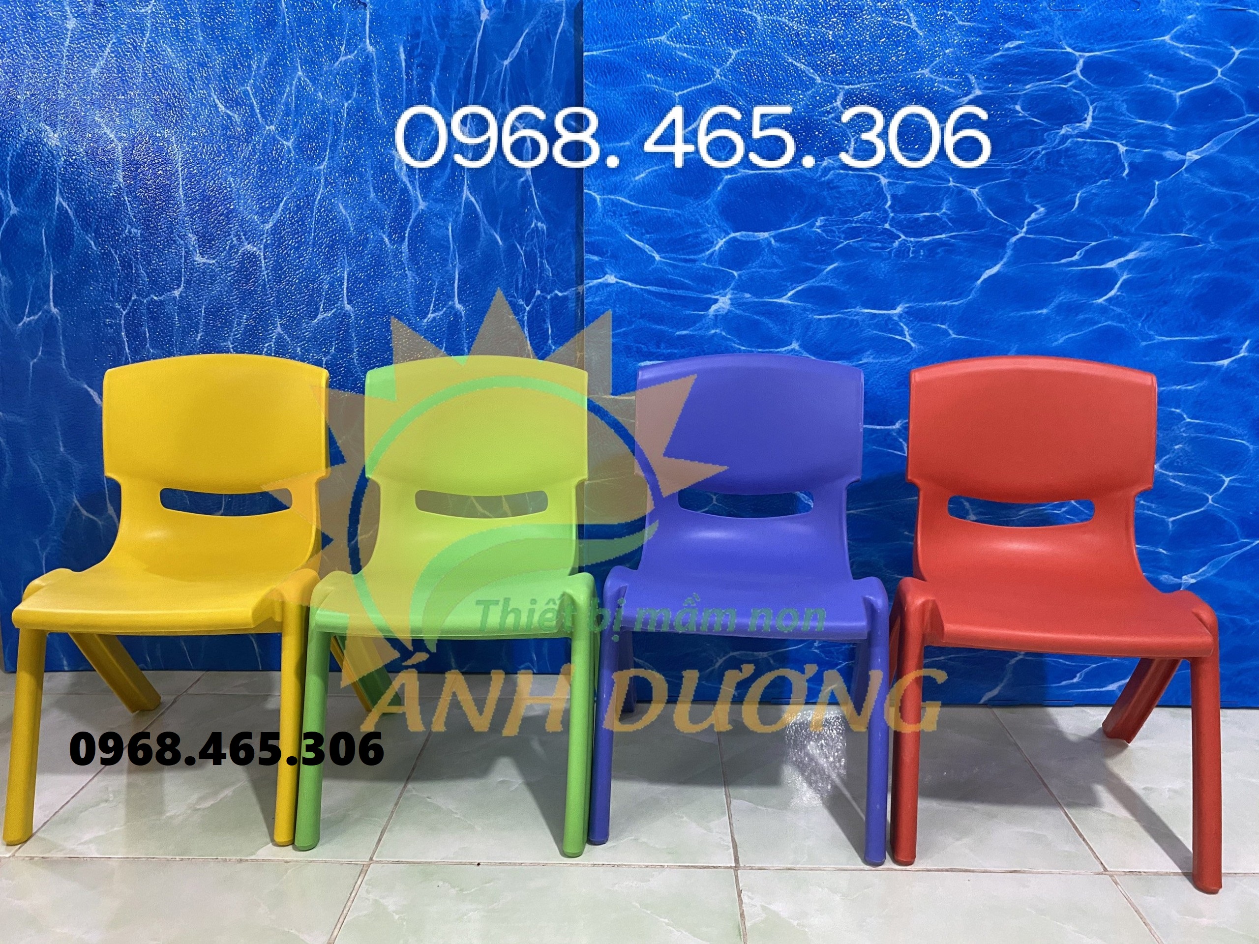 Ghế nhựa mầm non nhập khẩu 4 màu, ghế nhựa đúc mầm non