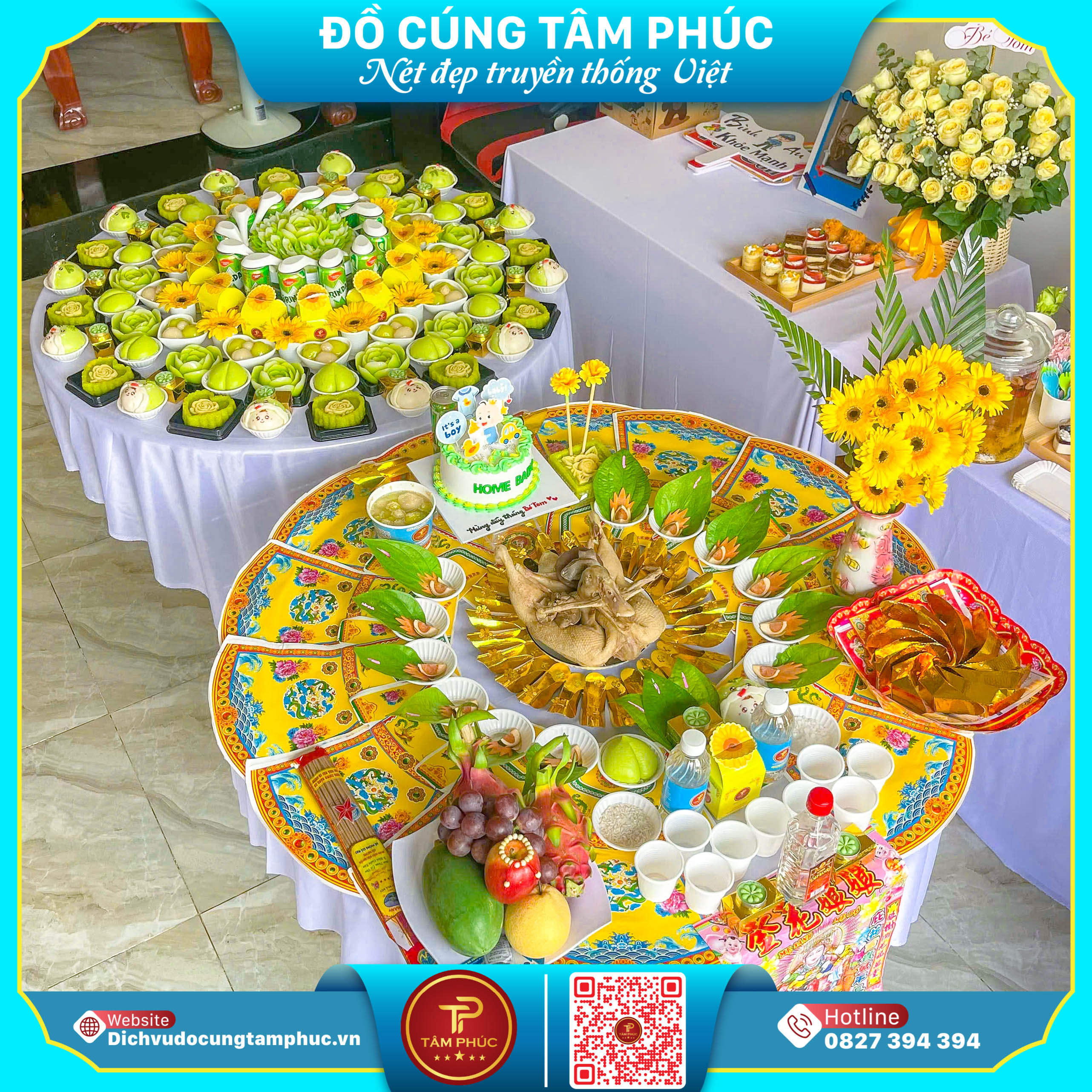 Mâm Cúng Đầy Tháng Gói Gold Cao Cấp Cho Bé Yêu