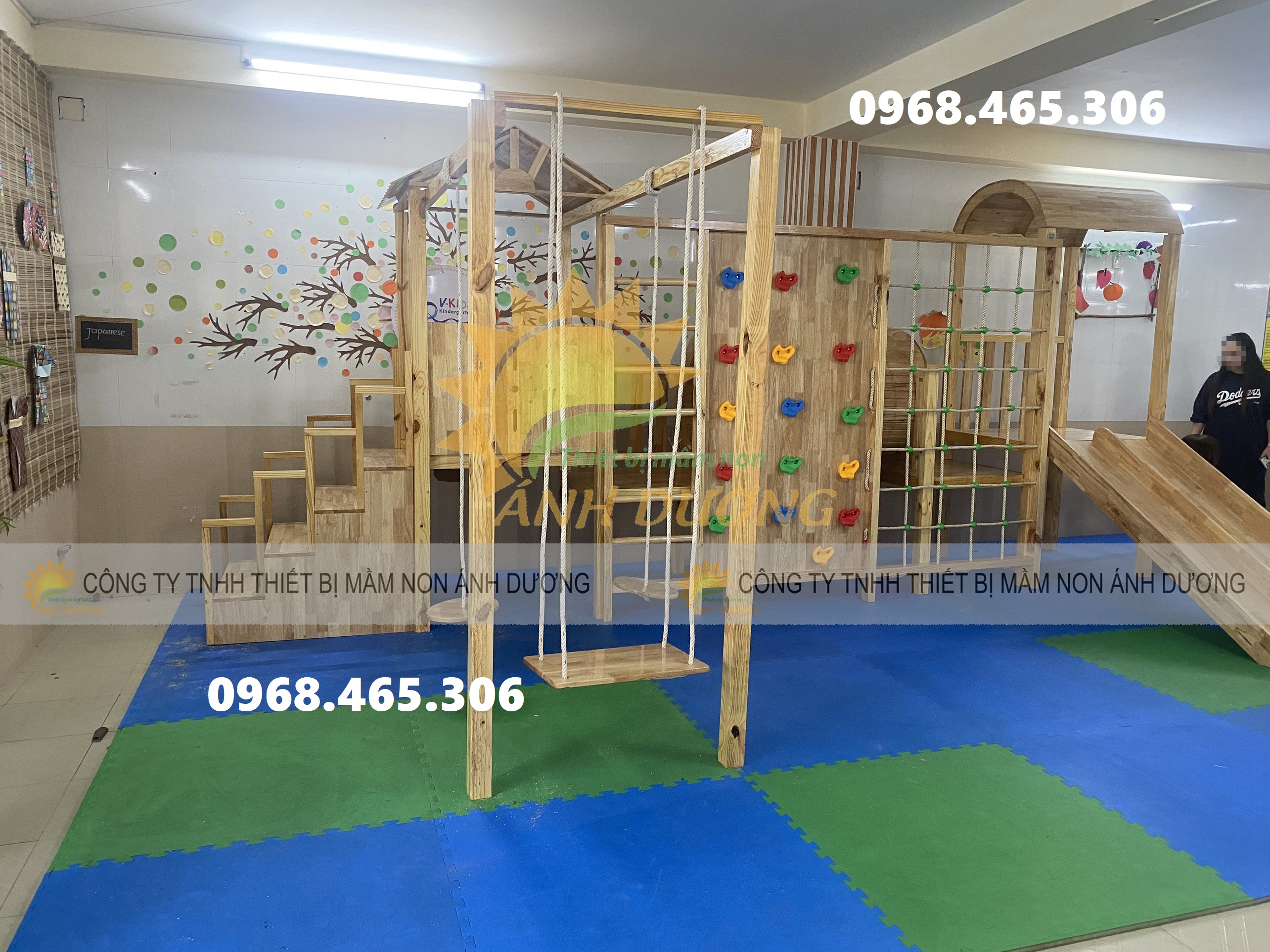 Cầu trượt gỗ trẻ em, cầu trượt gỗ liên hoàn ngoài trời