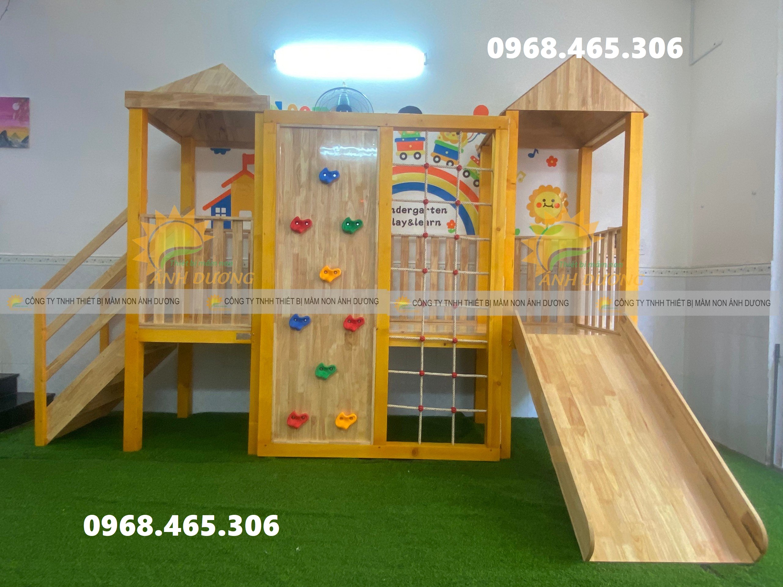 Cầu trượt gỗ trẻ em, cầu trượt gỗ liên hoàn ngoài trời
