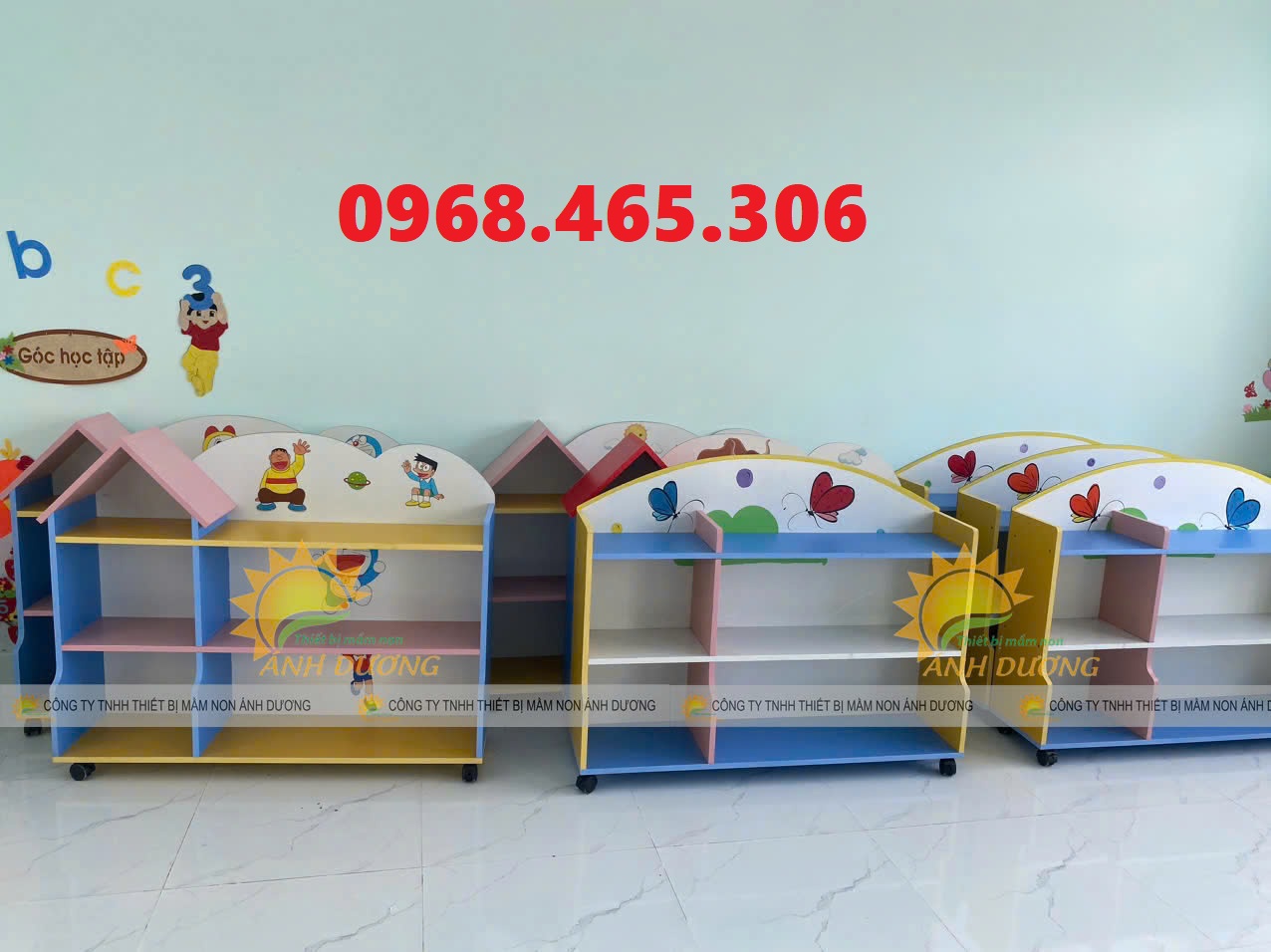 Kệ gỗ 3 tầng mầm non, kệ gỗ MDF mầm non nhiều mẫu đa dạng