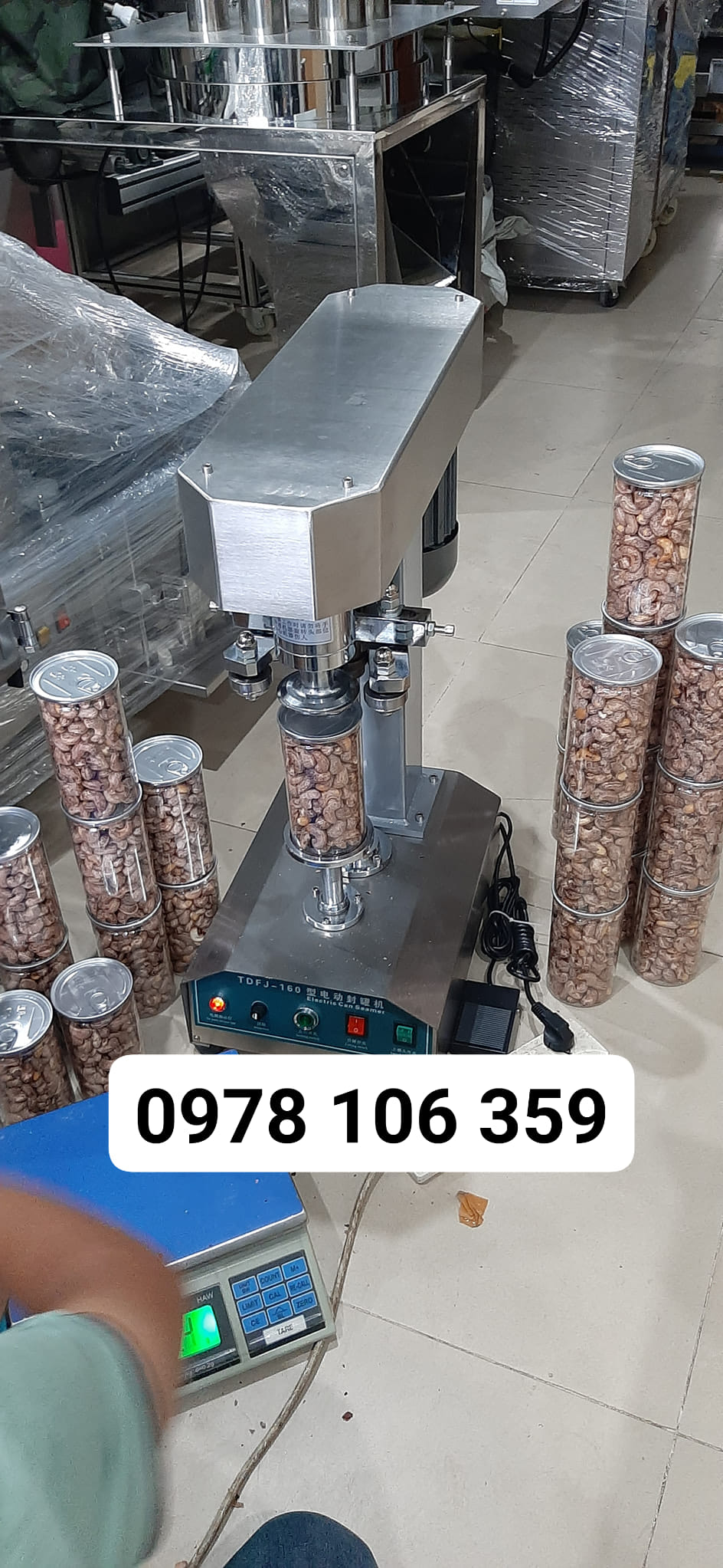 Máy viền mí lon pet, máy ghép mí lon bán tự động, máy viền mí lon nhua