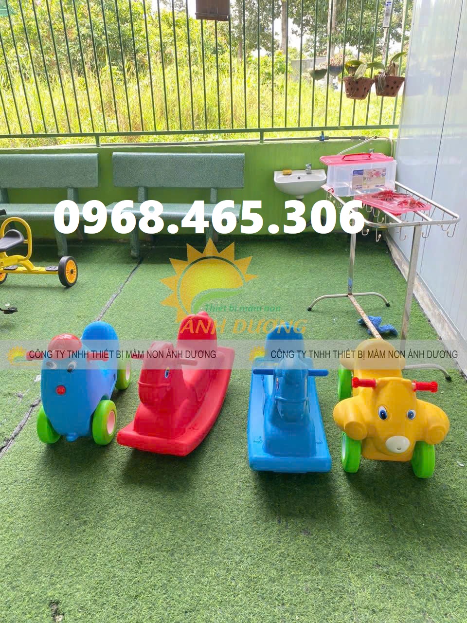 Bập bênh con thú mầm non, xe chòi chân hình thú mầm non nhập khẩu
