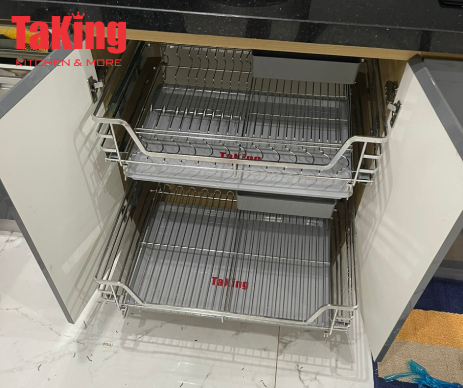 Kệ bát đĩa nan dẹt SUS 304 hiện đại, sang trọng, thẩm mỹ TaKing