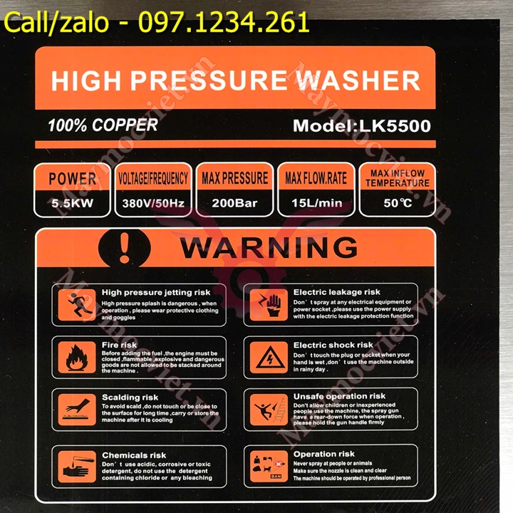 Máy rửa xe cao áp Lucky 3 pha 2900psi giá rẻ