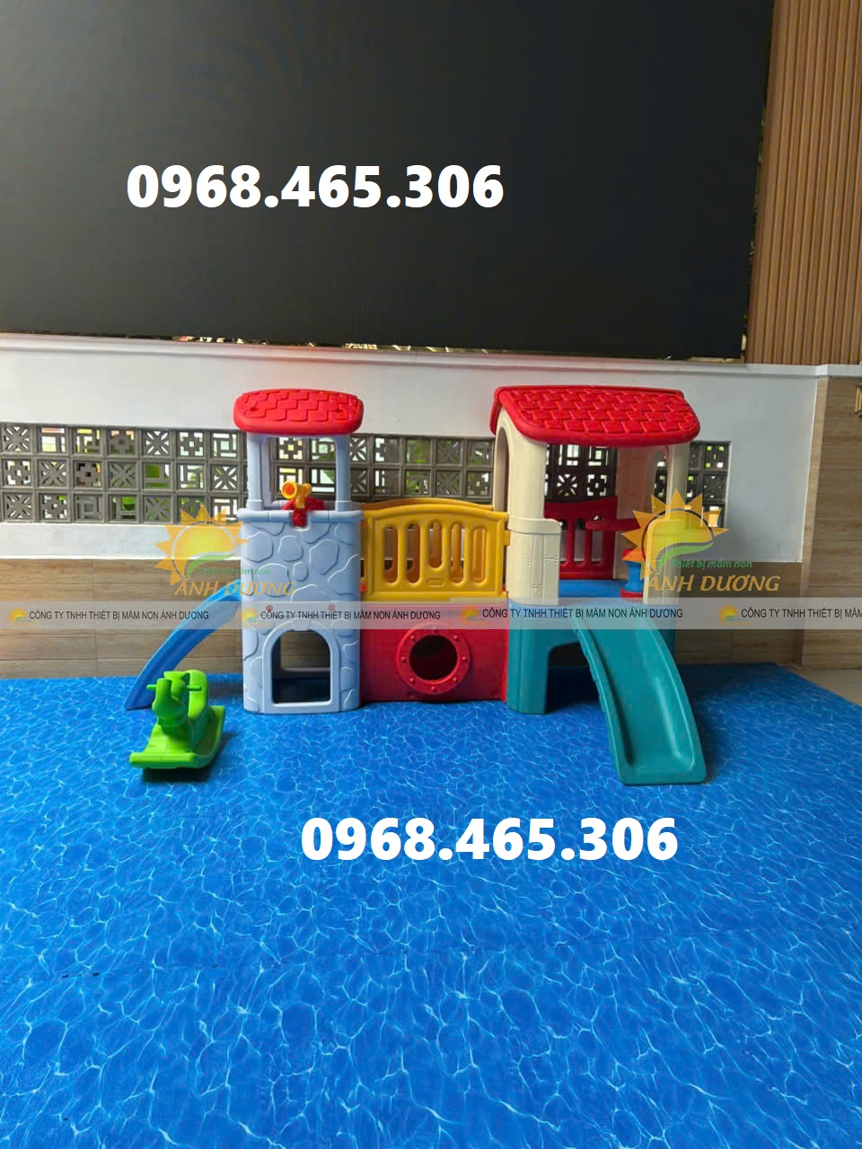 Bộ cầu trượt ngôi nhà trẻ em, nhà khối cầu trượt nhựa cho bé