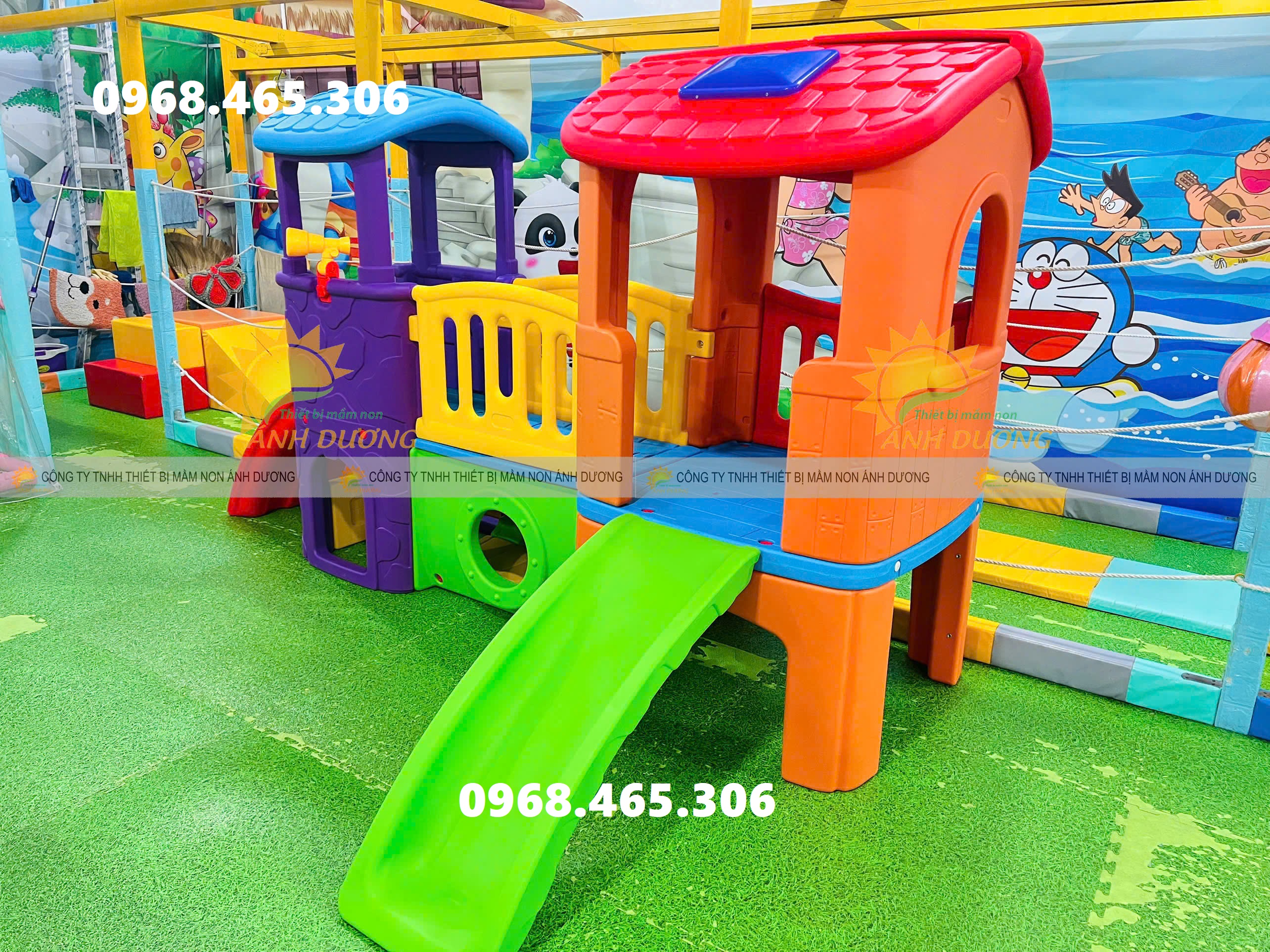 Bộ cầu trượt ngôi nhà trẻ em, nhà khối cầu trượt nhựa cho bé