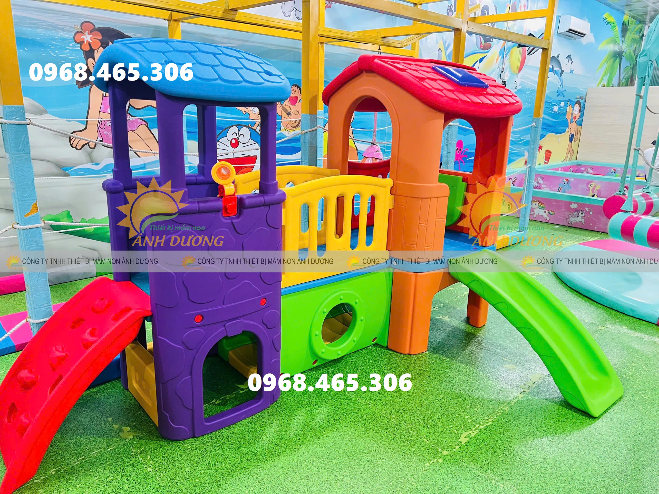 Bộ cầu trượt ngôi nhà trẻ em, nhà khối cầu trượt nhựa cho bé