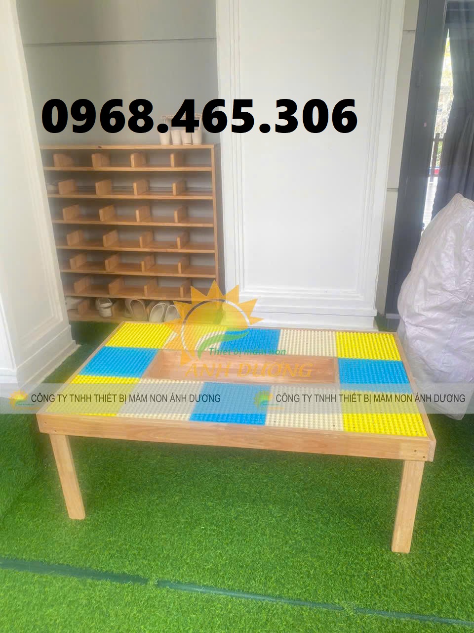 Kệ gỗ mẫu giáo, kệ gỗ cao su mầm non, kệ nhà trẻ, tủ chăn gối mầm non