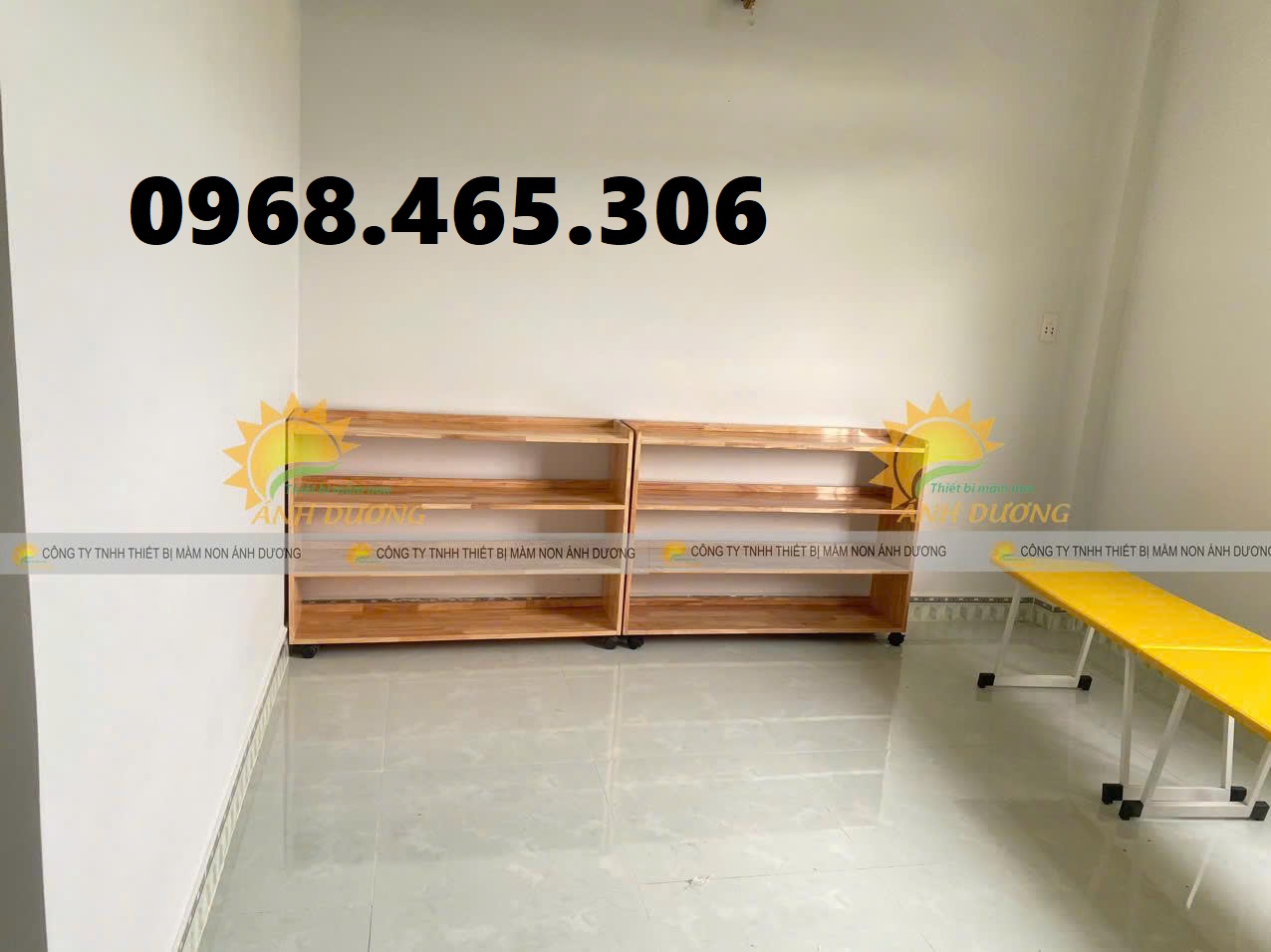 Kệ gỗ mẫu giáo, kệ gỗ cao su mầm non, kệ nhà trẻ, tủ chăn gối mầm non