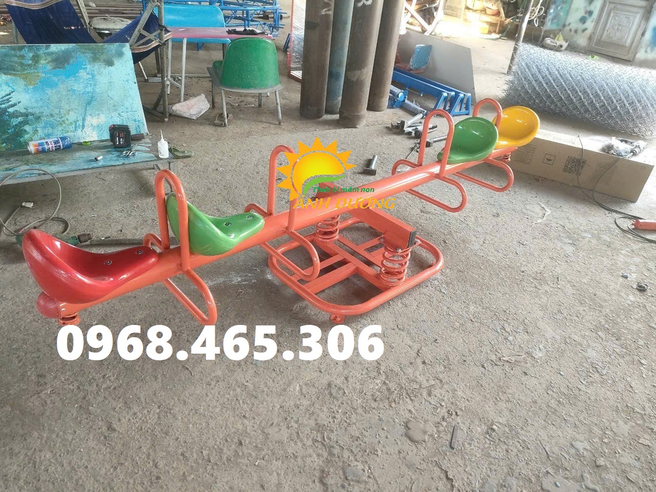 Bập bênh lò xo trẻ em, bập bênh con cá 2 đầu, bập bênh mầm non