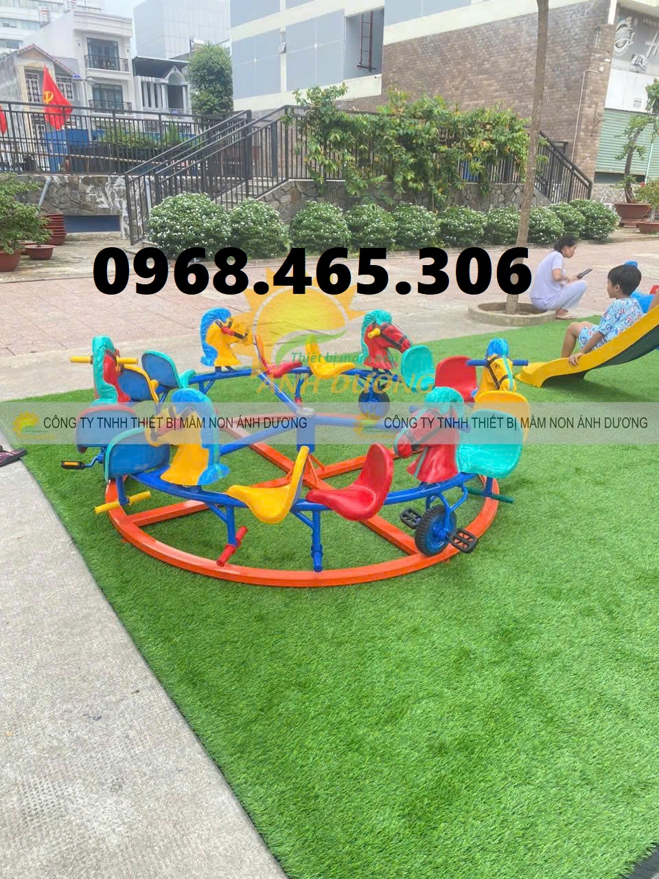 Đu quay 5 con giống, đu quay ngựa trẻ em, thang leo xích đu
