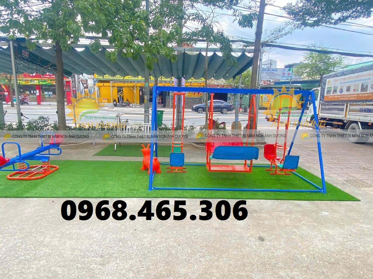 Đu quay 5 con giống, đu quay ngựa trẻ em, thang leo xích đu