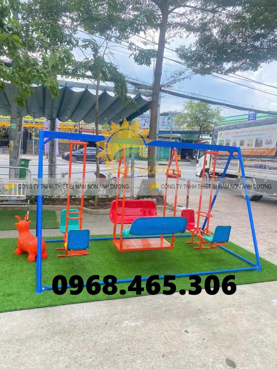 Đu quay 5 con giống, đu quay ngựa trẻ em, thang leo xích đu