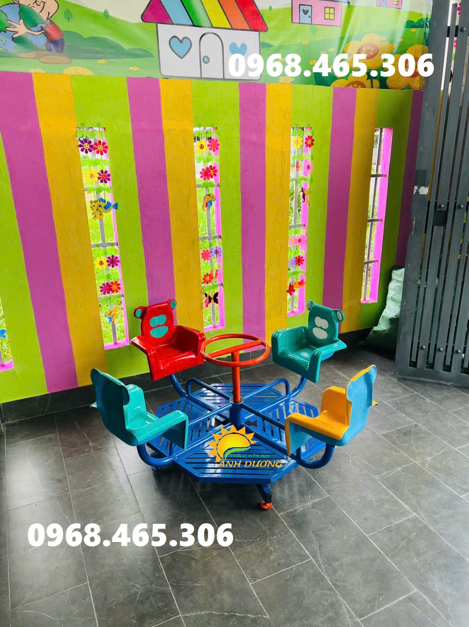Đu quay trẻ em, đu quay 6 chỗ ngồi, mâm xoay 5 chỗ ngồi