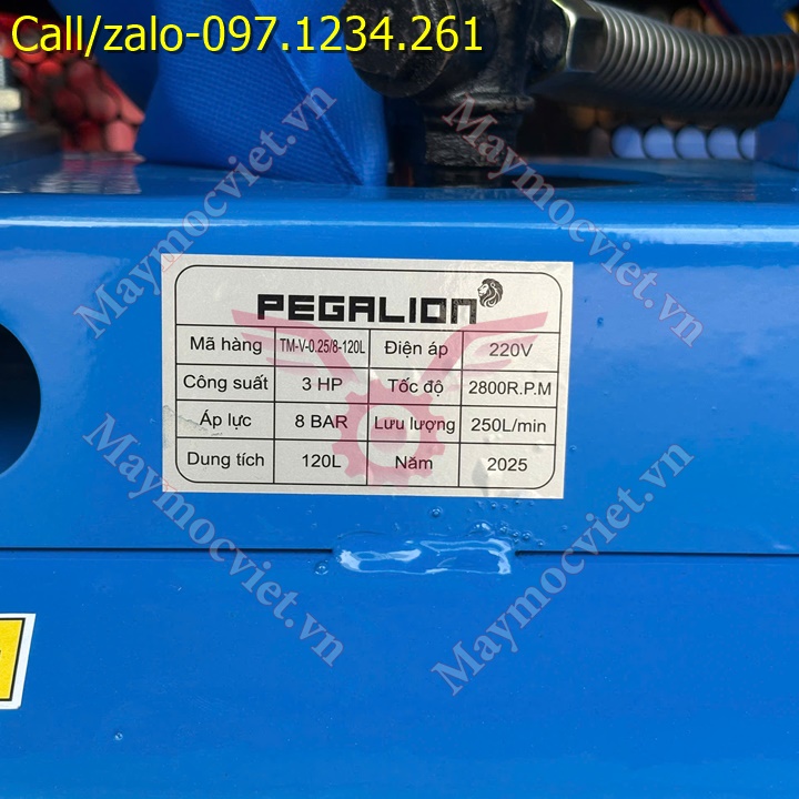 Máy nén khí có dầu Pegalion 120L TM-W-0.36/8 giá rẻ