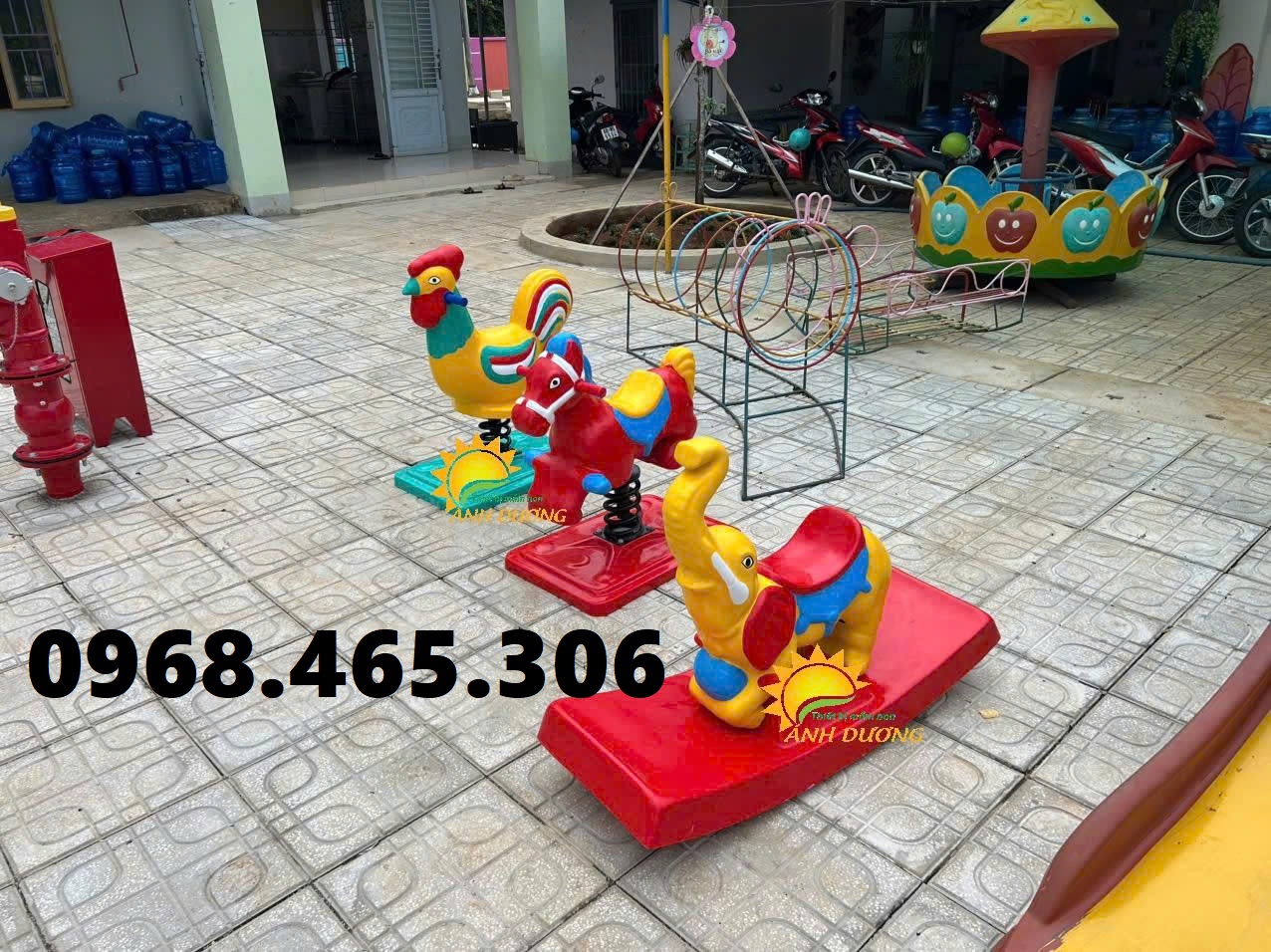 Bập bênh lò xo trẻ em, bập bênh mầm non, bập bênh 2 con cá