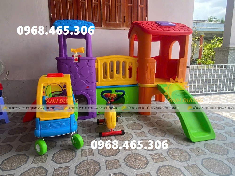 Bộ cầu trượt ngôi nhà trẻ em, nhà leo cầu trượt trẻ em nhập khẩu