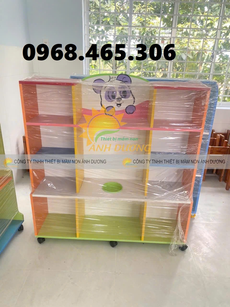 Kệ gỗ mầm non, kệ gỗ MDF mầm non, kệ 3 tầng mầm non bằng gỗ