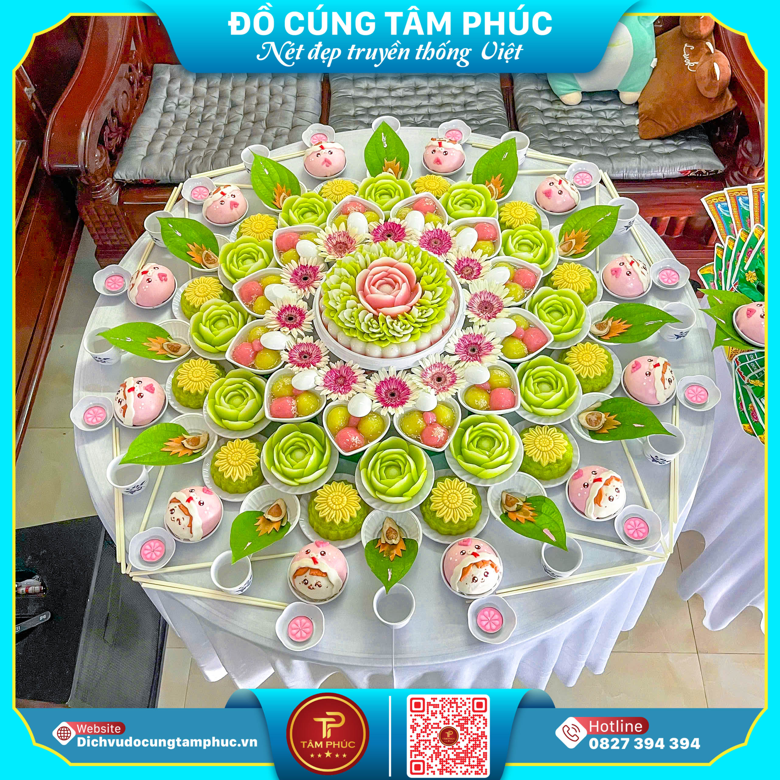 Mâm Cúng Mụ Màu Hồng - Dịu Dàng Bình An Cho Bé Yêu