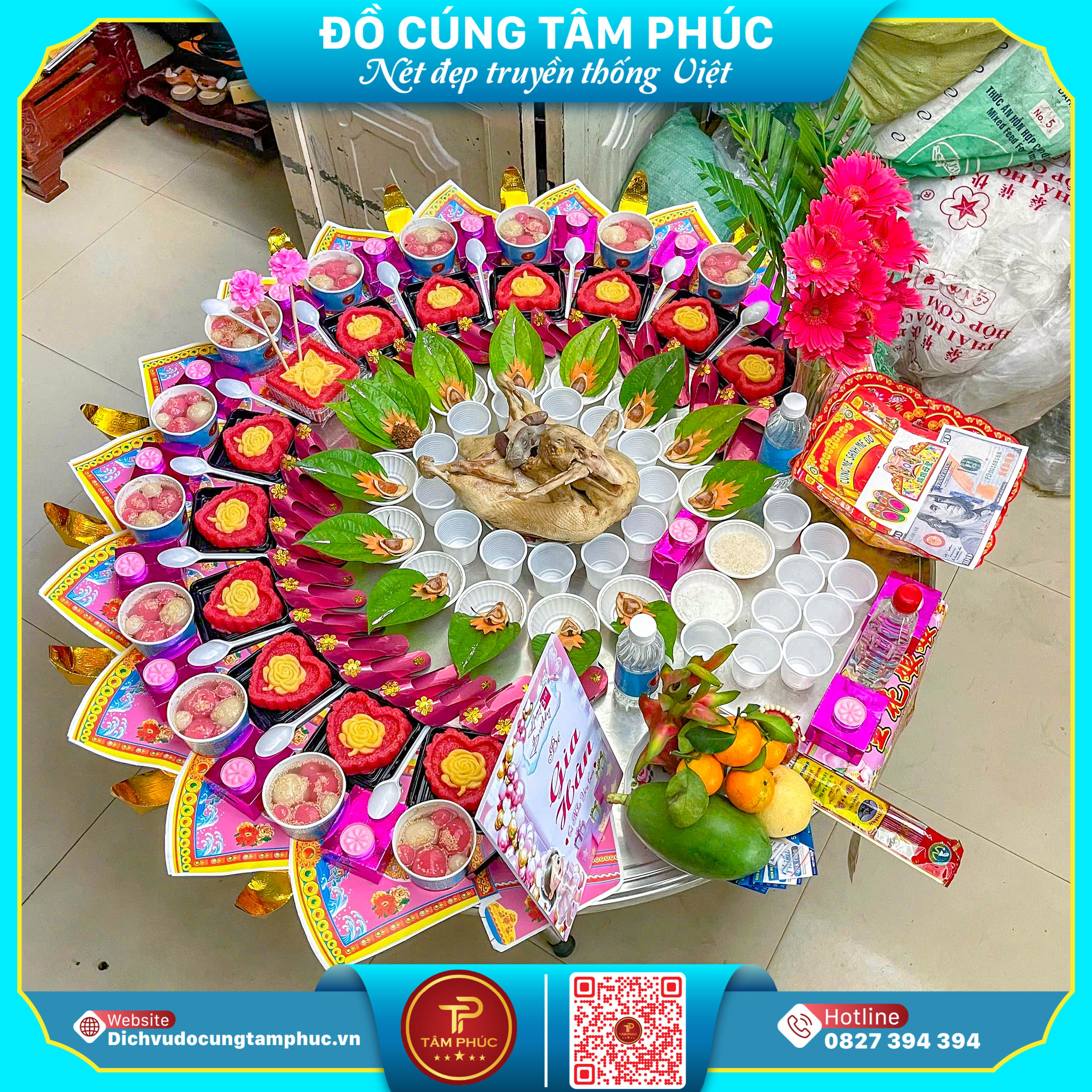 Mâm Cúng Mụ Màu Hồng - Dịu Dàng Bình An Cho Bé Yêu