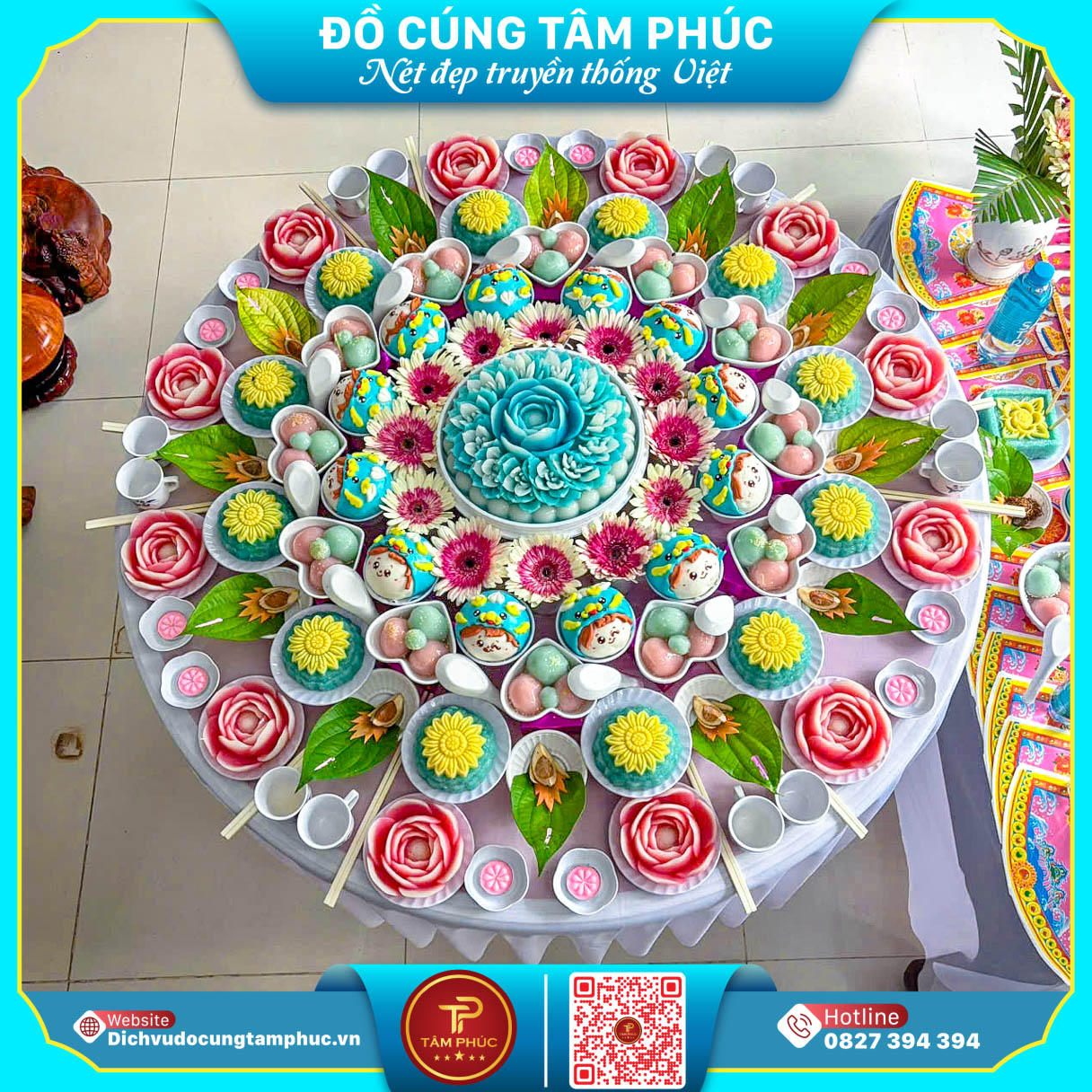 Mâm Cúng Mụ Màu Hồng - Dịu Dàng Bình An Cho Bé Yêu