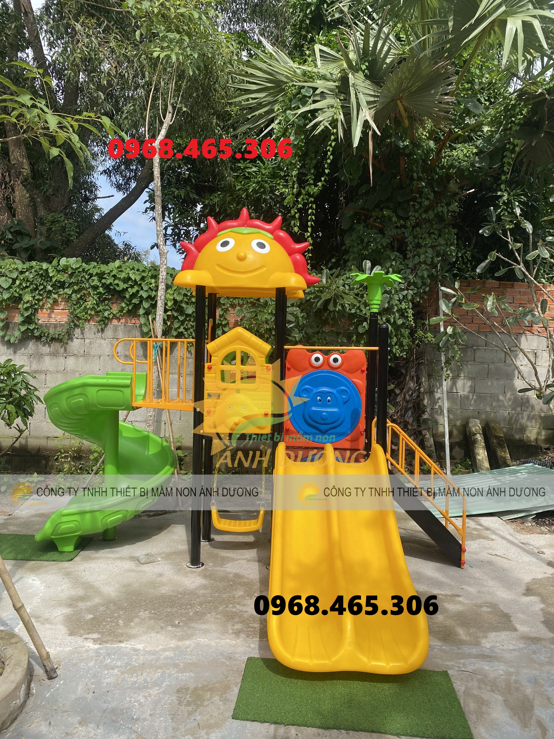 Bộ cầu trượt liên hoàn ngoài trời, cầu trượt trẻ em giá rẻ