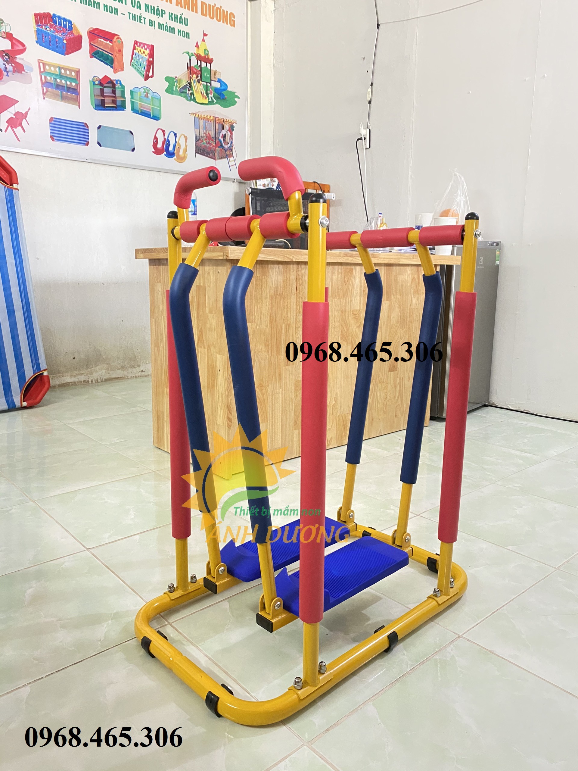 Máy tập gym mầm non, dụng cụ chạy bộ mầm non, xe đạp 3 bánh mầm non