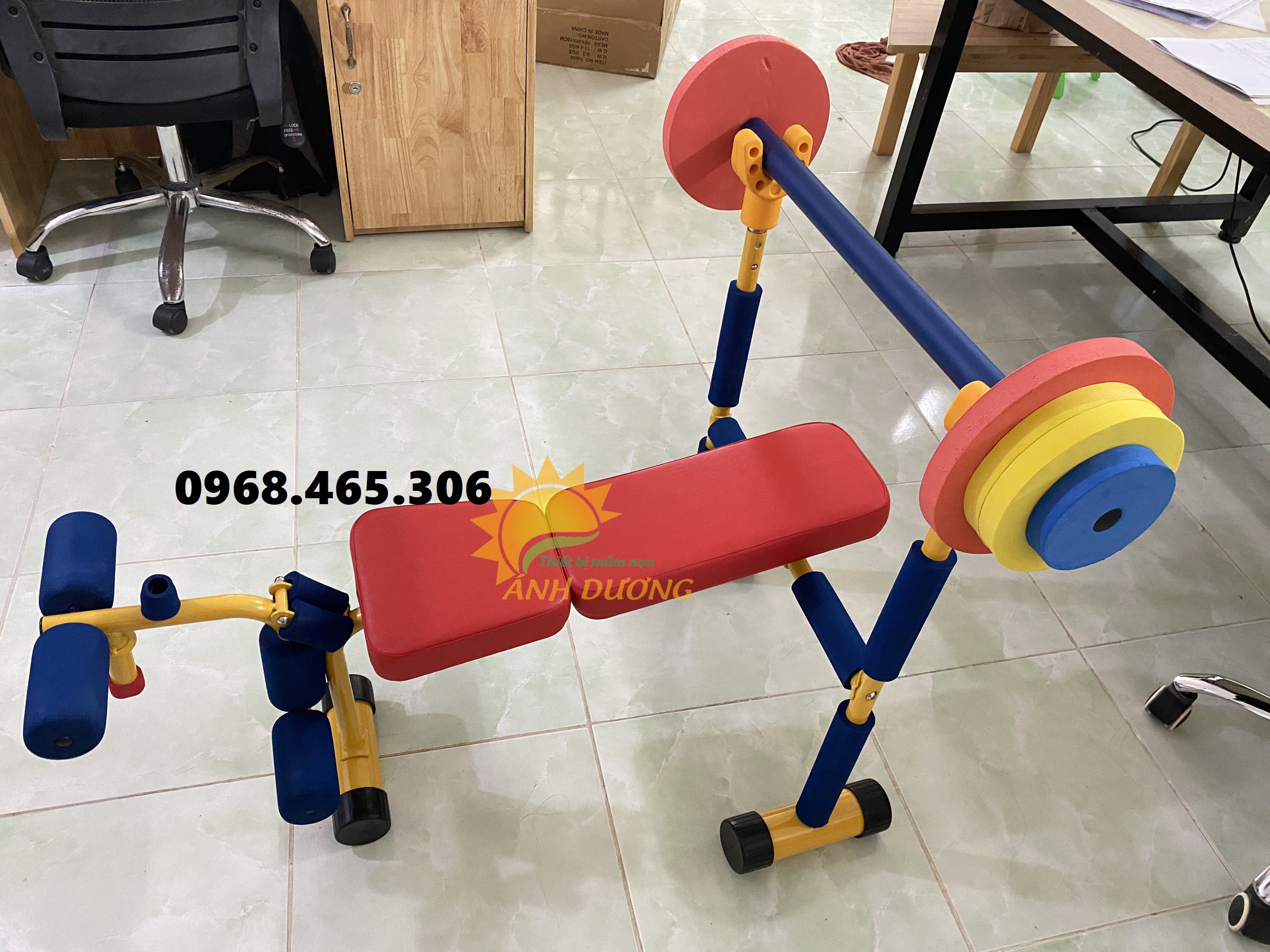 Máy tập gym mầm non, dụng cụ chạy bộ mầm non, xe đạp 3 bánh mầm non