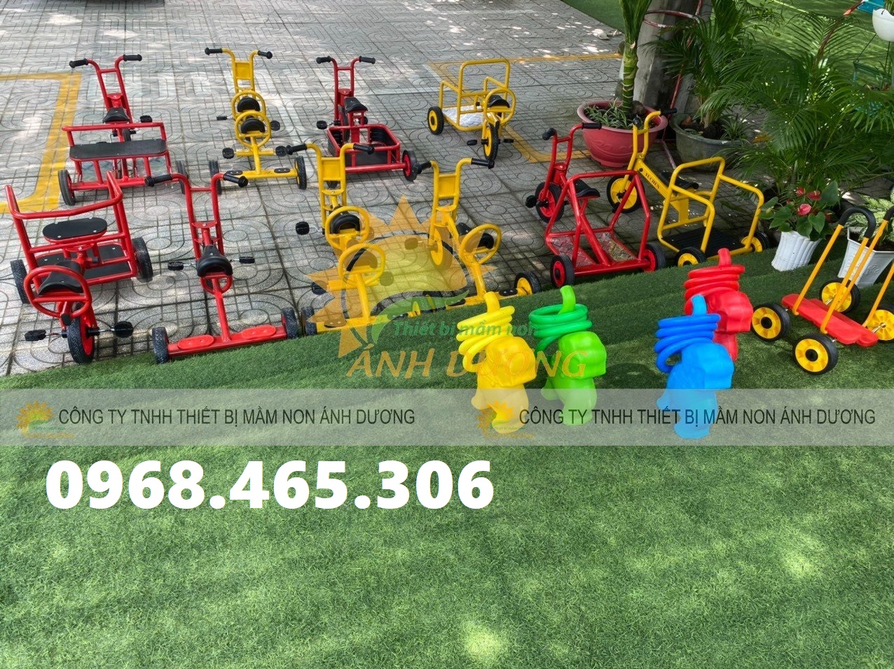 Máy tập gym mầm non, dụng cụ chạy bộ mầm non, xe đạp 3 bánh mầm non
