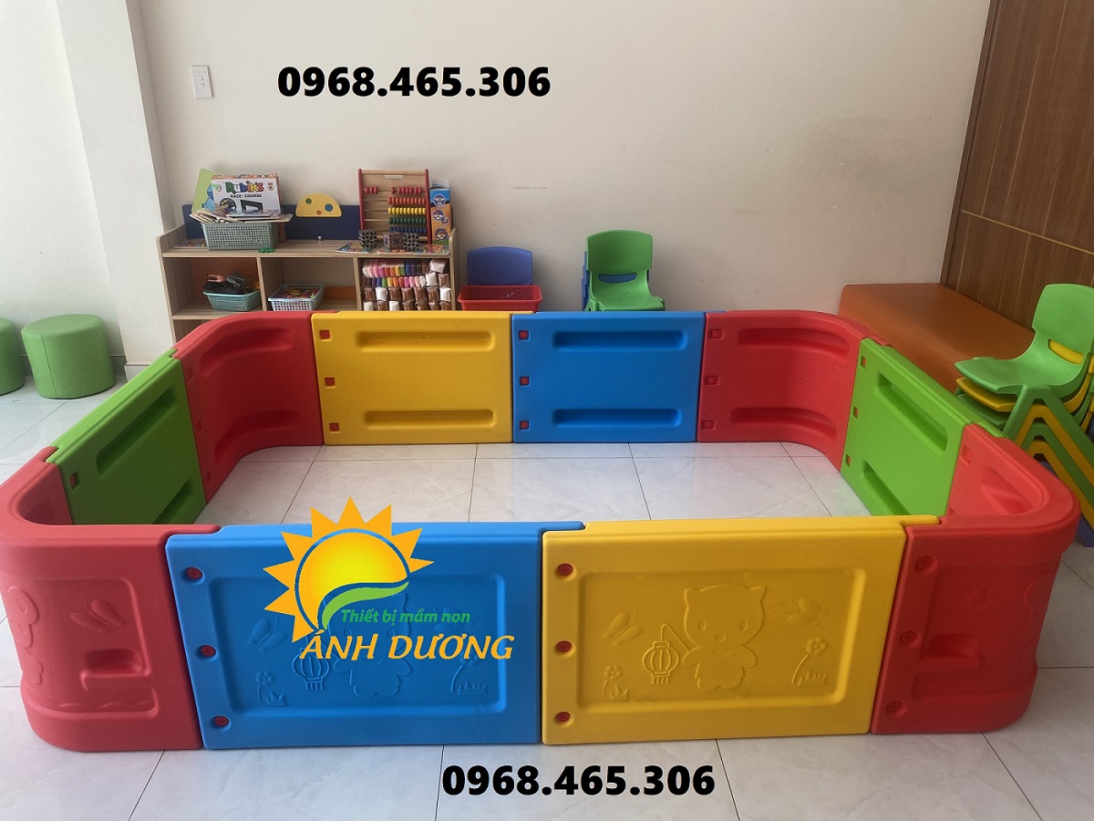 Nhà banh nhựa lắp ghép trẻ em, quây banh nhựa nhiều màu