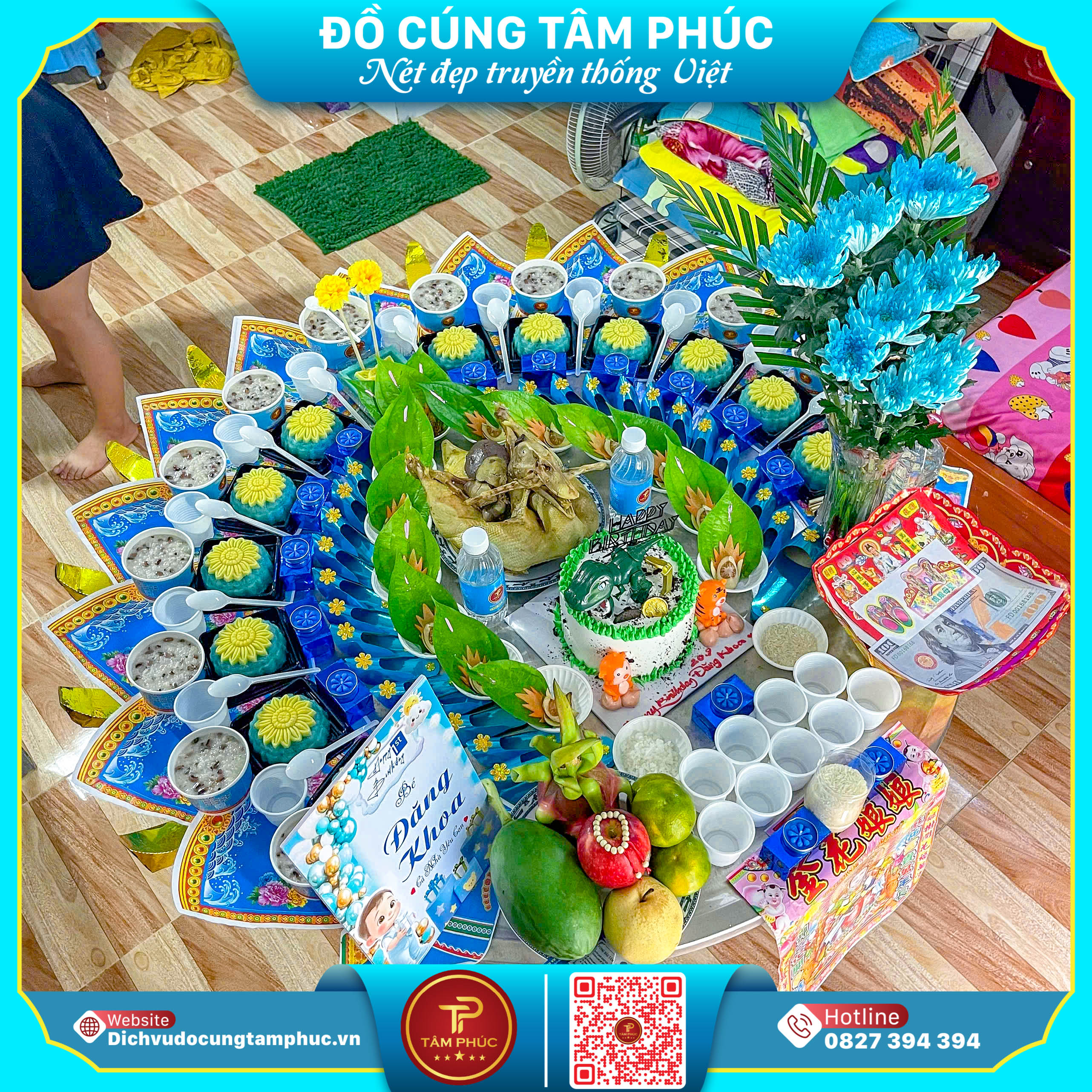 Ý Nghĩa Mâm Cúng Mụ Màu Xanh Dương, Tâm Phúc