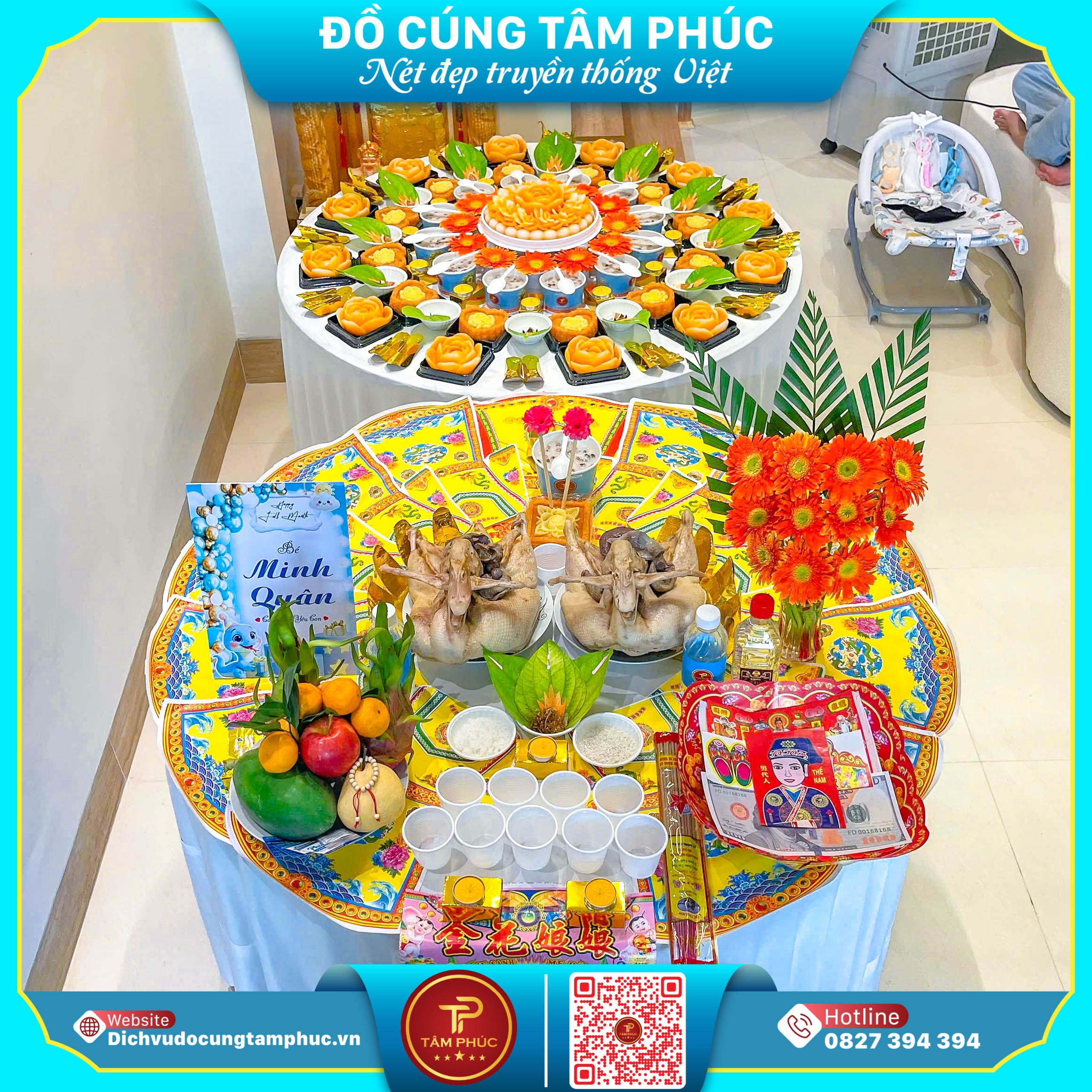 Đặt Mâm Cúng Trọn Gói, Tặng Kèm Bảng Tên Cho Bé Yêu