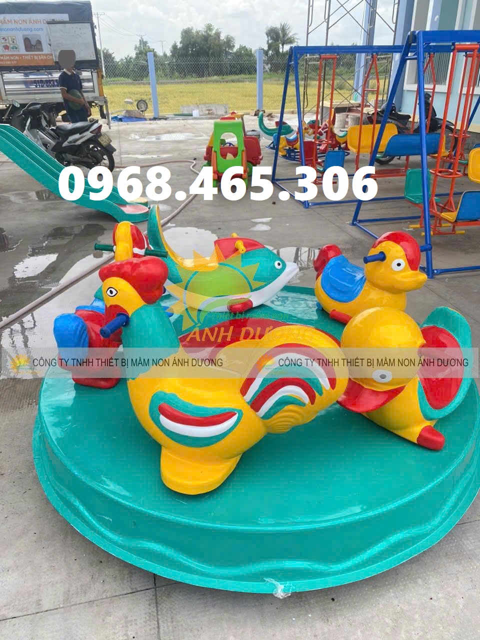 Đu quay mâm xoay mầm non, đu quay 5 con giống mầm non