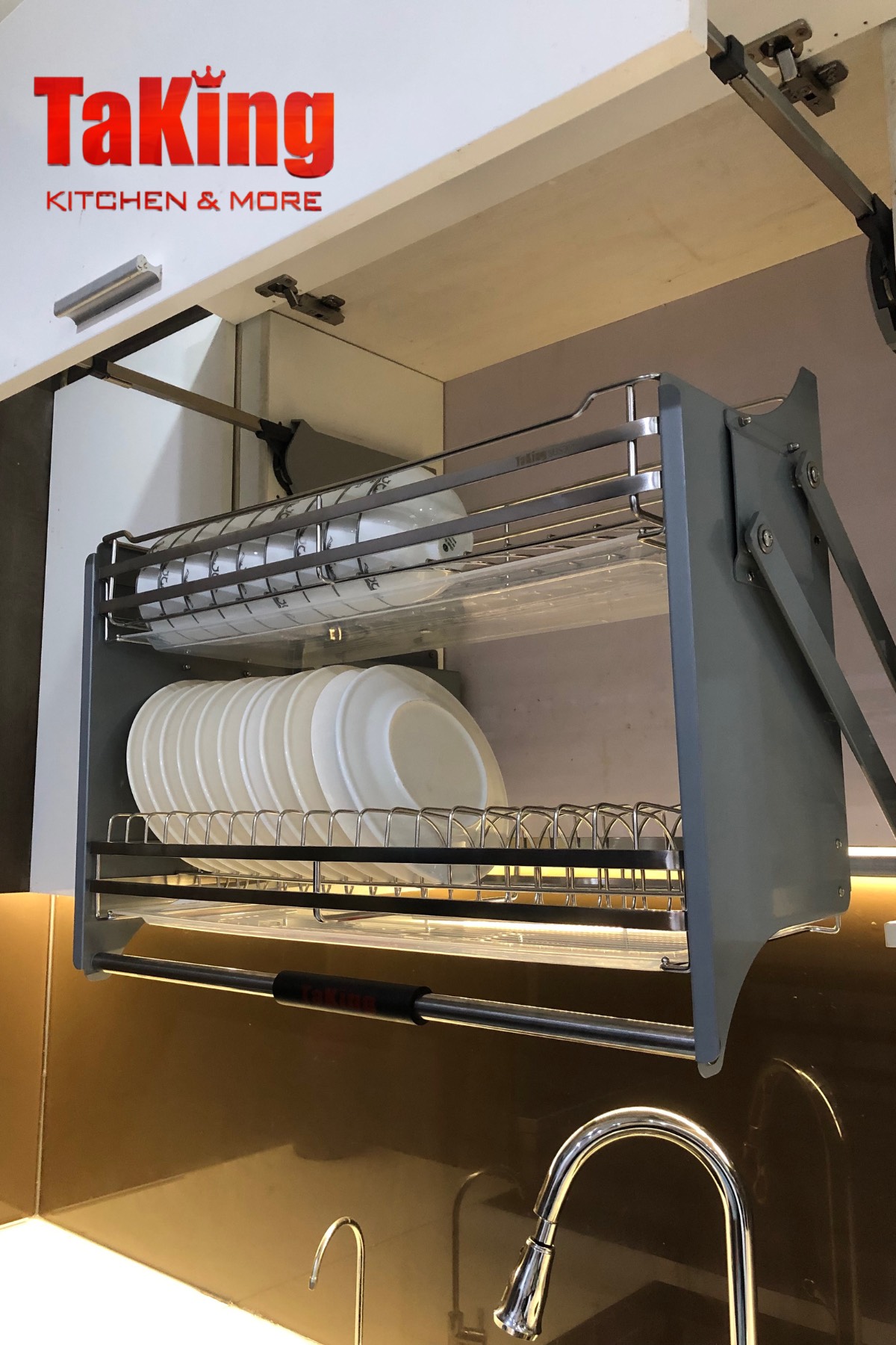 Kệ bát đĩa nâng hạ di động thông minh SUS 304 cao cấp TaKing