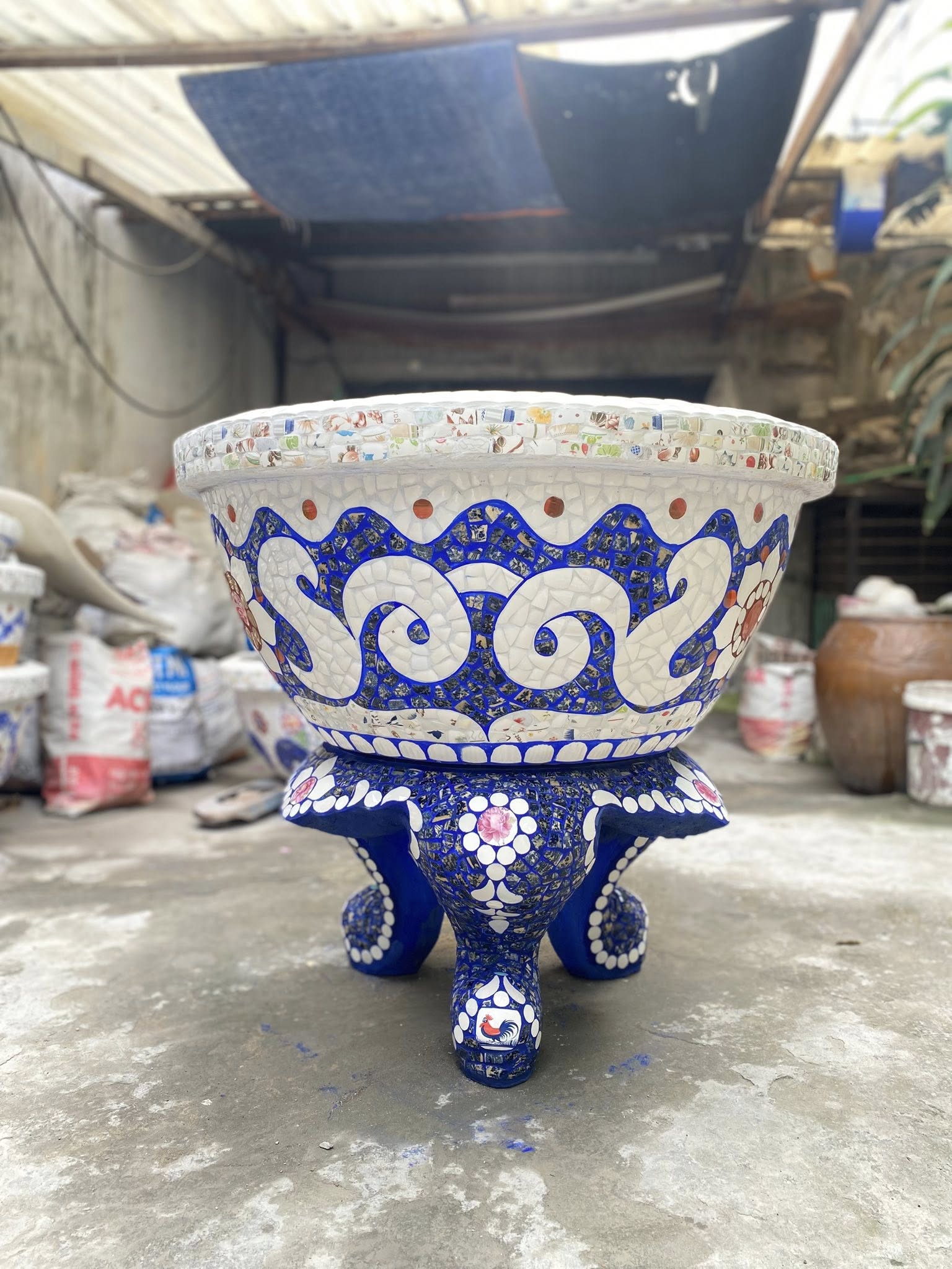 Chậu hoa _ chậu cảnh _ chậu hoa khảm miễng chén dĩa, cẩn sành sứ