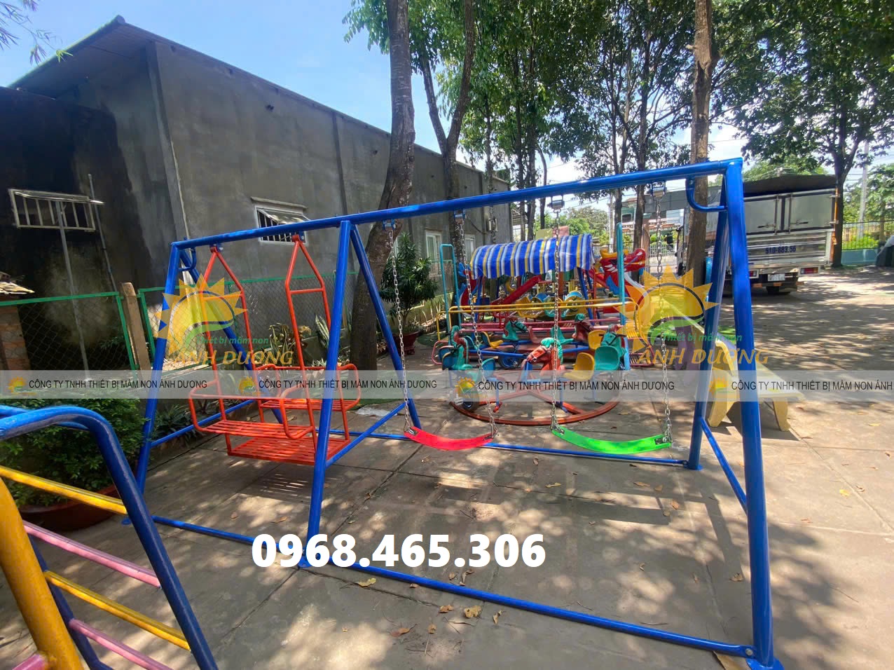 Xích đu cầu trượt trẻ em, xích đu mầm non, xích đu trẻ em