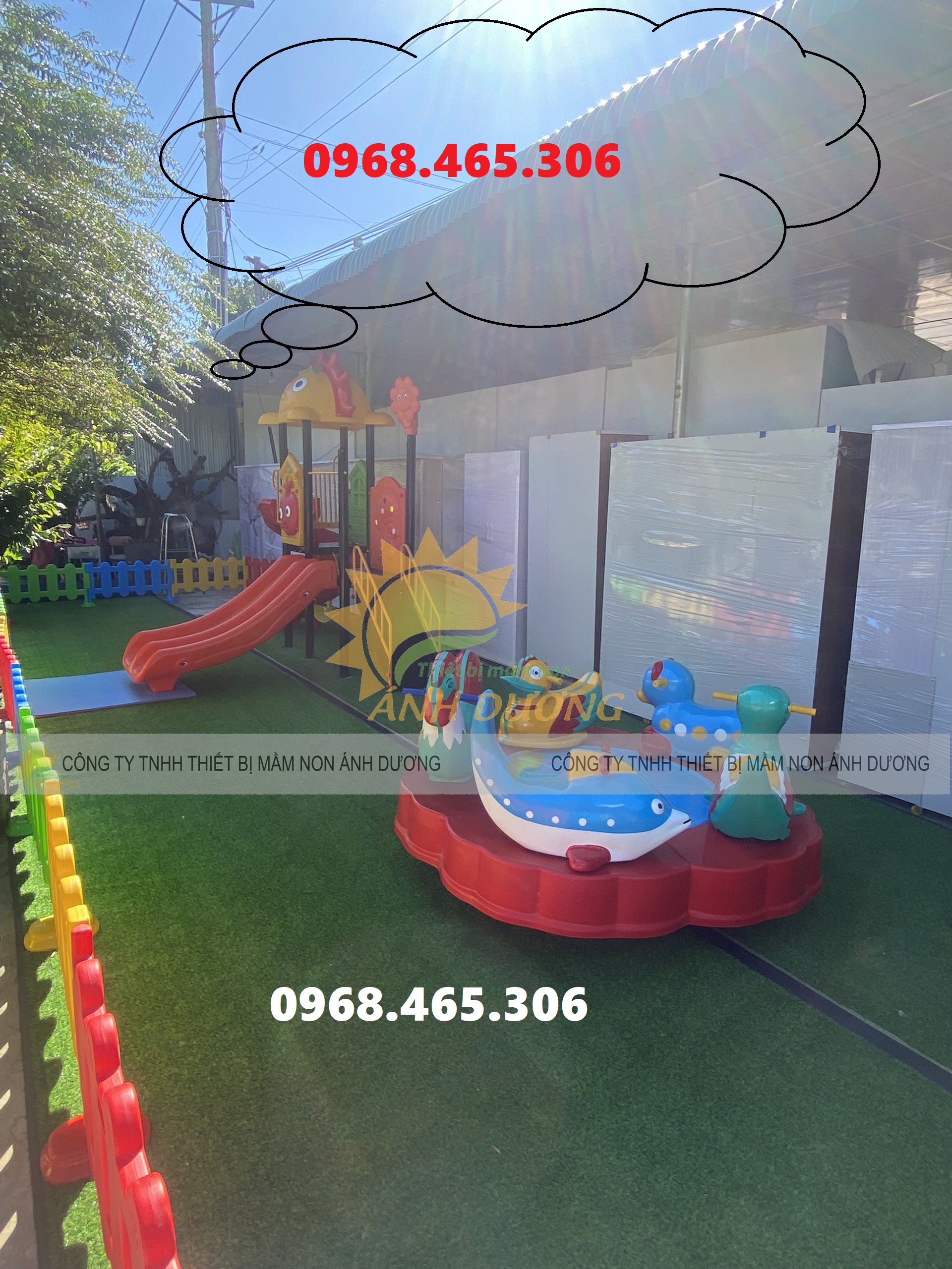 Đu quay ngựa trẻ em, mâm xoay 5 con giống mầm non giá rẻ