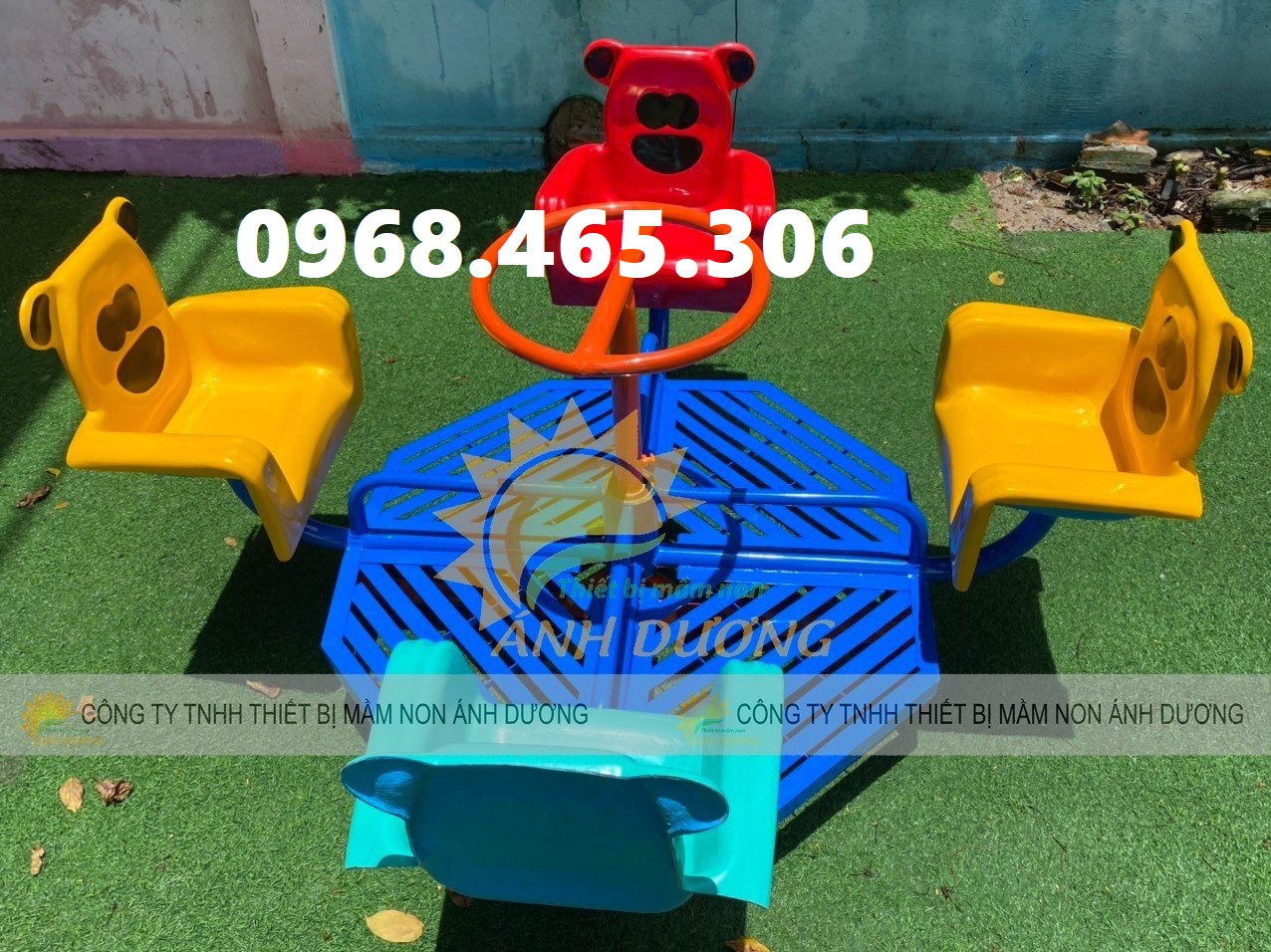 Đu quay ngựa trẻ em, mâm xoay 5 con giống mầm non giá rẻ