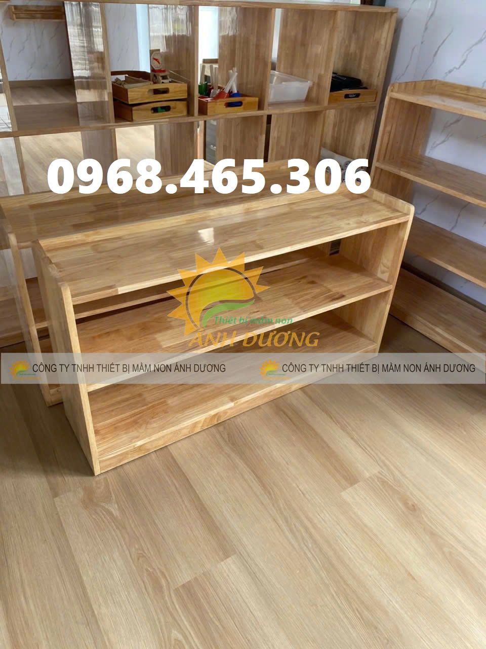 Kệ gỗ cao su mầm non, kệ gỗ mầm non, tủ gỗ mầm non giá rẻ