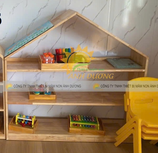 Kệ gỗ mầm non, kệ học liệu mầm non, kệ 3 tầng mầm non giá rẻ