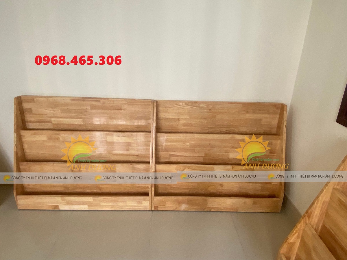 Kệ gỗ cao su mầm non, kệ gỗ nhà trẻ mẫu giáo, kệ trẻ em