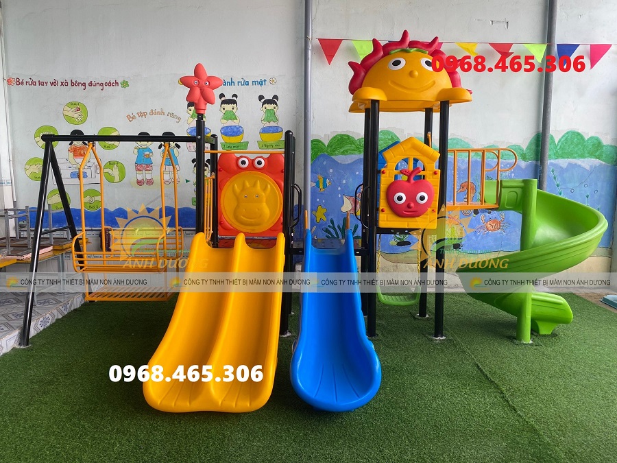 Cầu trượt trẻ em, bộ liên hoàn cầu trượt cho bé, cầu trượt xích đu